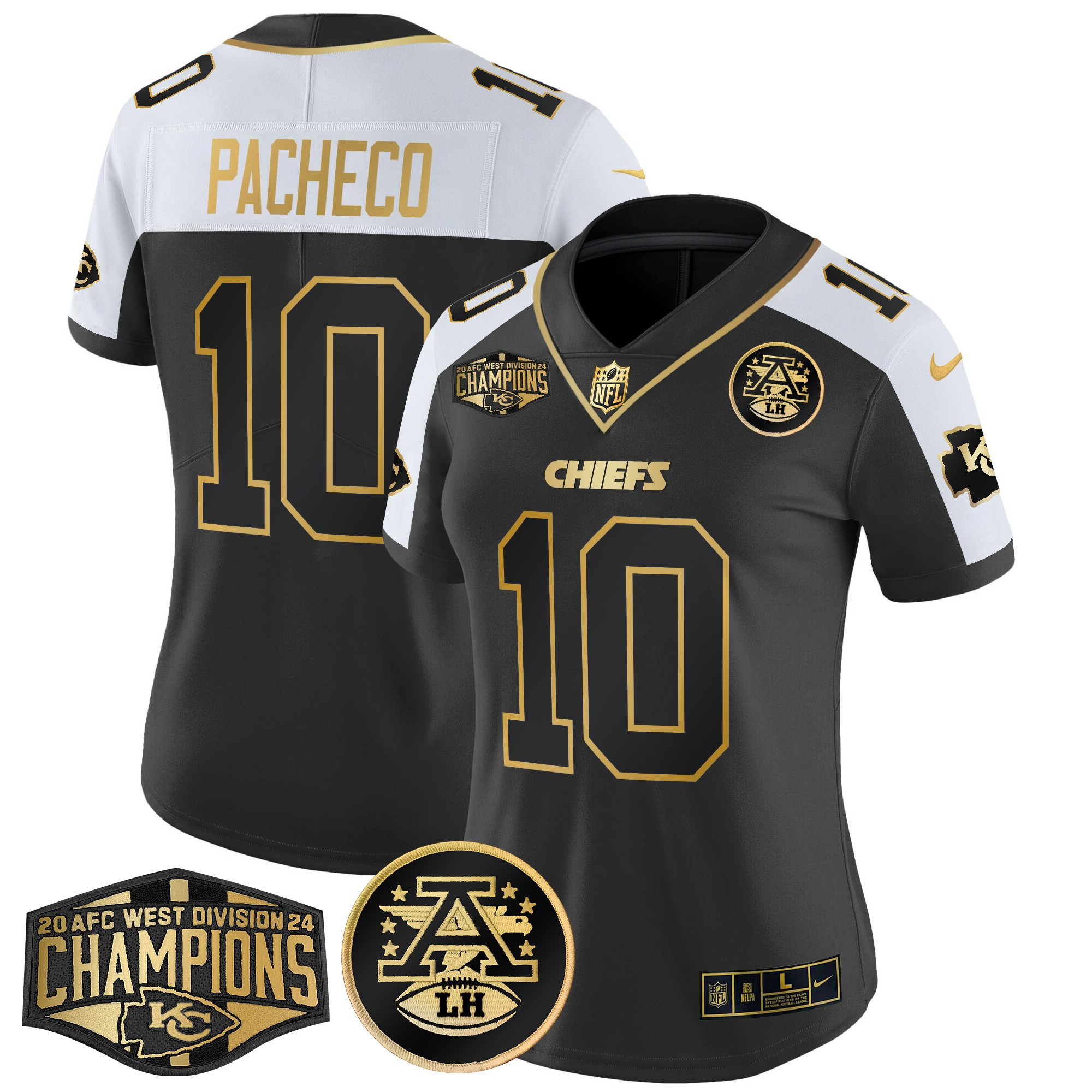 Isiah Pacheco Women's Kansas City Chiefs 2024 AFC West Division Champions Patch Gold Vapor Limited Alternate Jersey - All Stitched