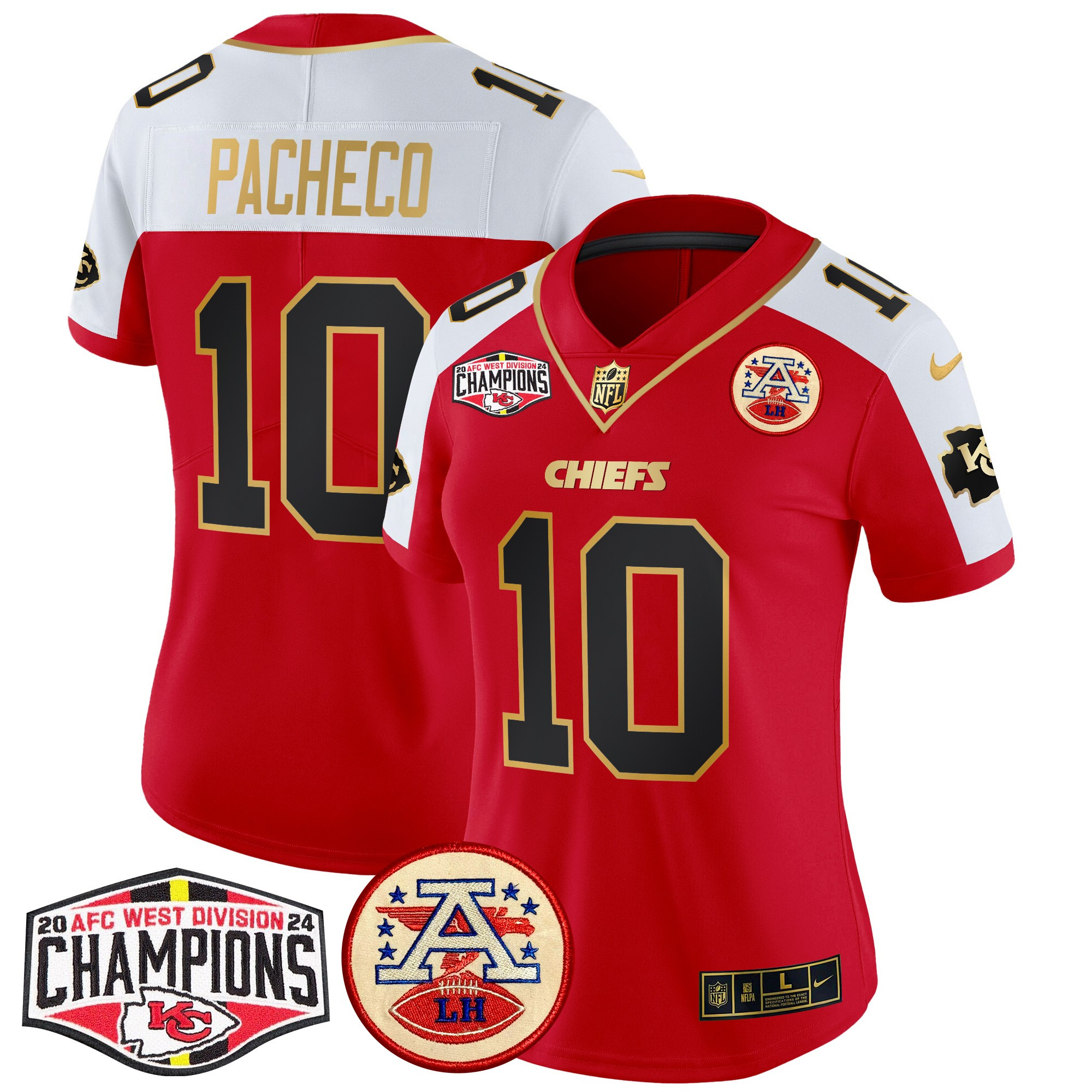 Isiah Pacheco Women's Kansas City Chiefs 2024 AFC West Division Champions Patch Vapor Limited Red Alternate Jersey - All Stitched