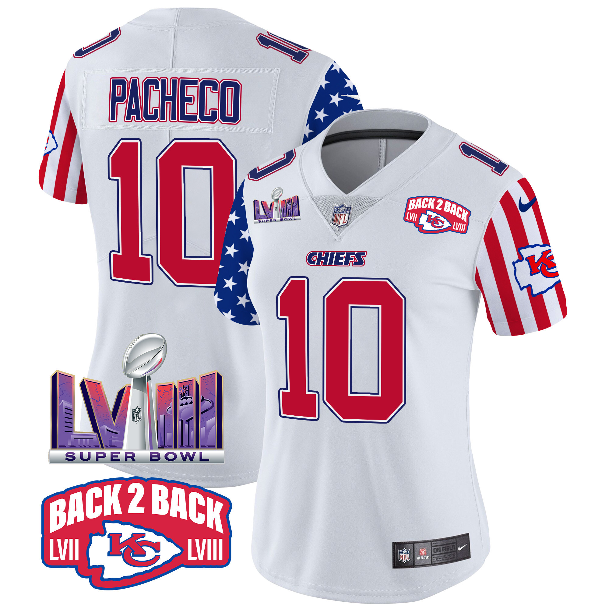 Isiah Pacheco Women's Kansas City Chiefs American Style Vapor Limited White Jersey - All Stitched
