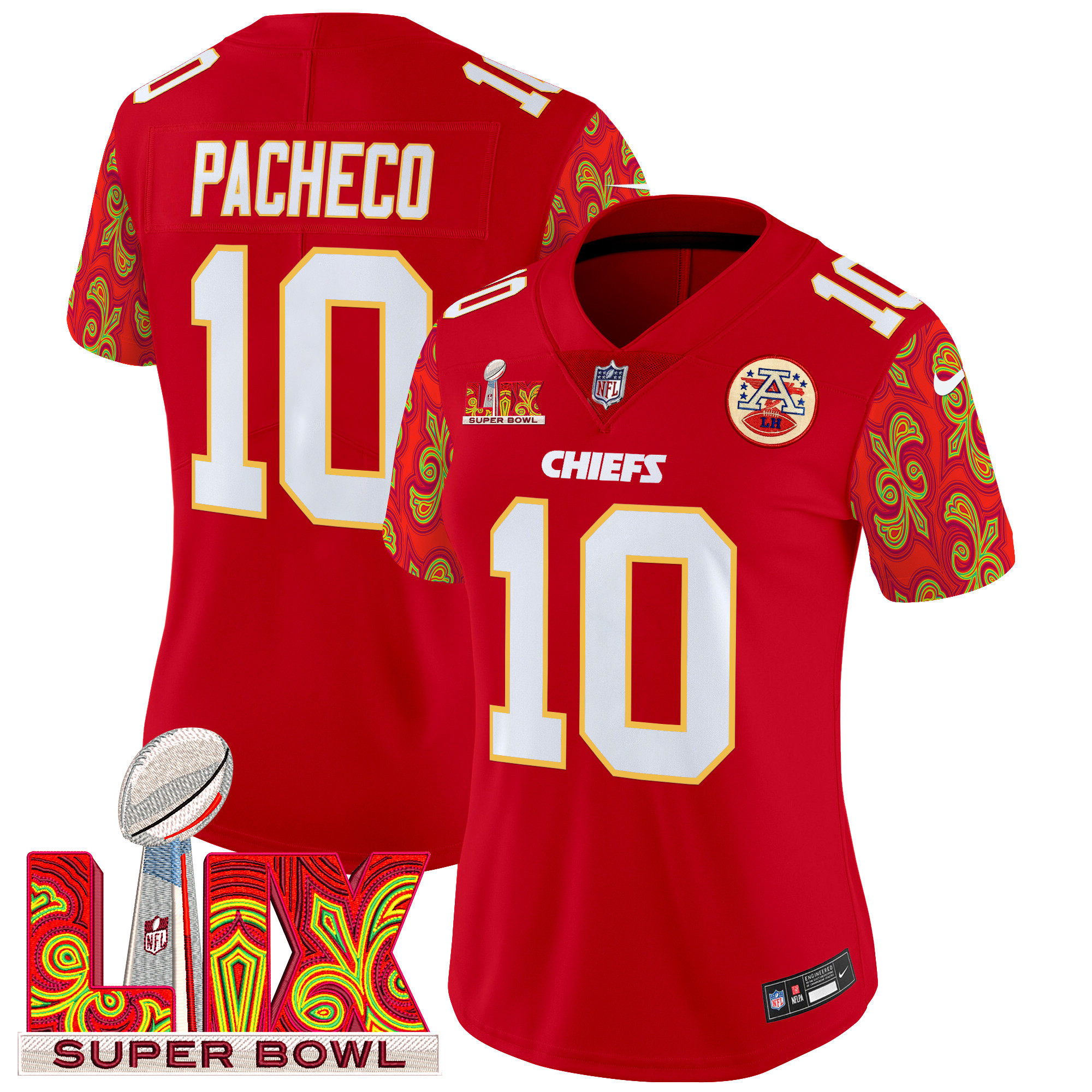 Isiah Pacheco Women's Kansas City Chiefs Super Bowl LIX Style Vapor Limited Red Jersey - All Stitched
