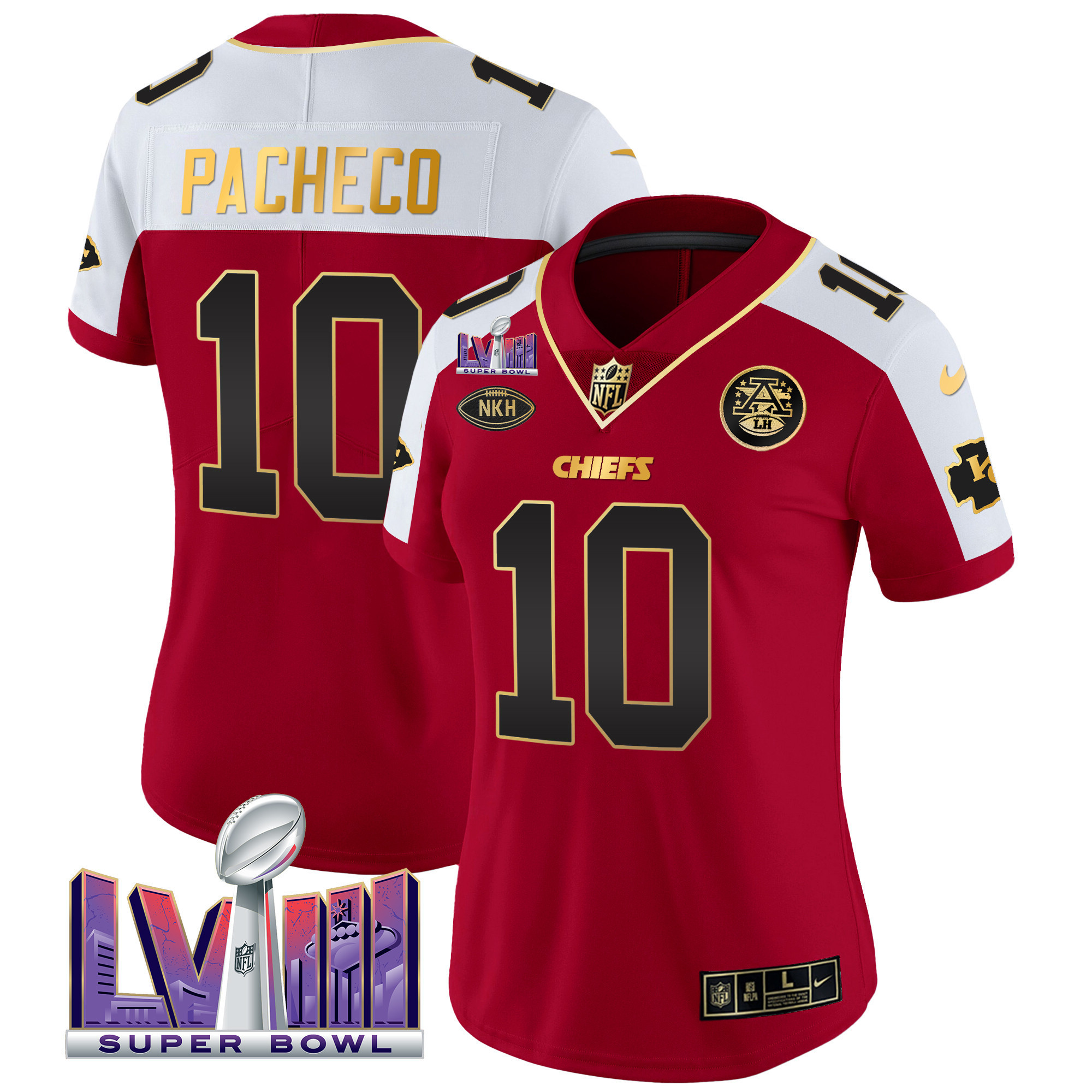 Isiah Pacheco Women's Kansas City Chiefs Super Bowl LVIII Patch Vapor Red Alternate Jersey - All Stitched