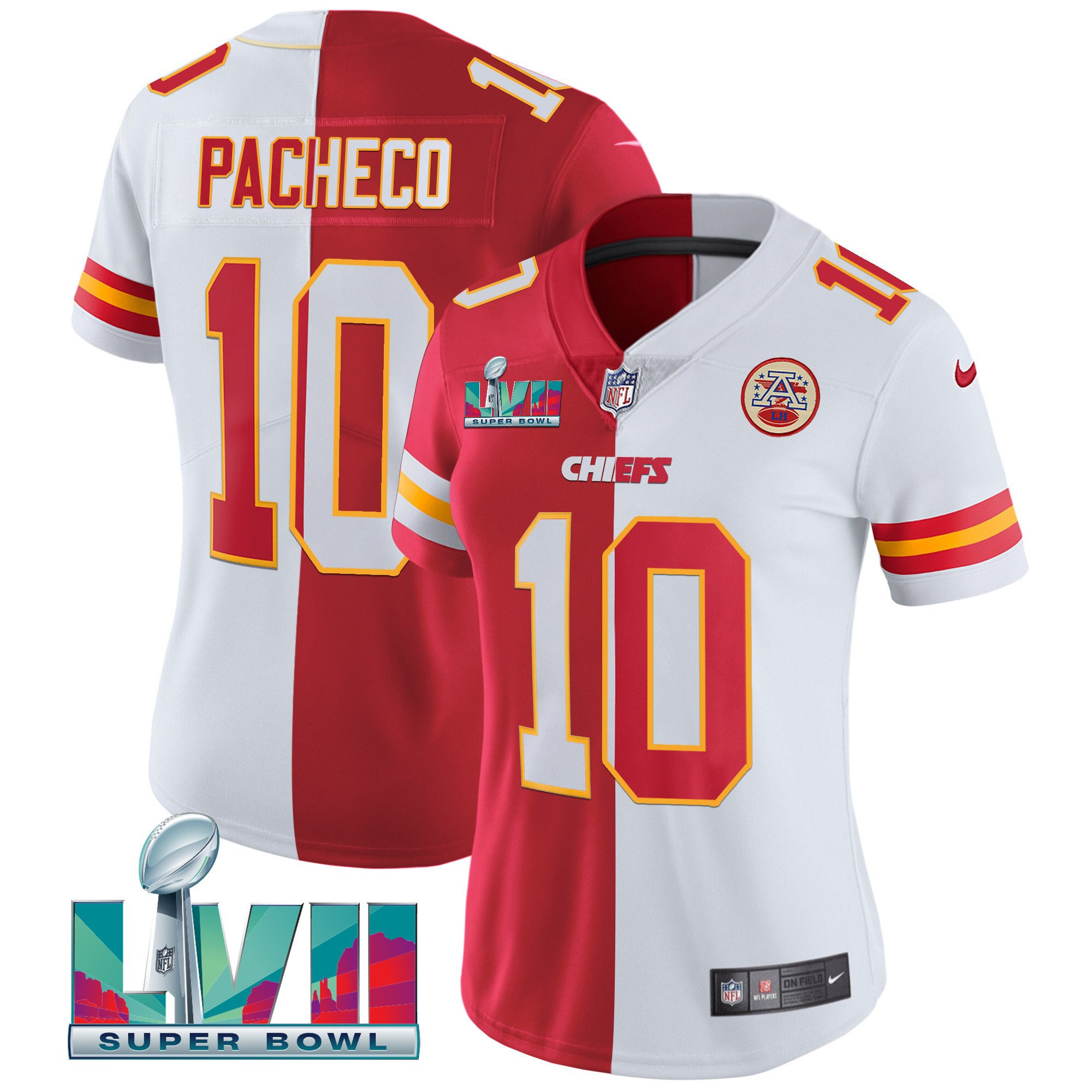 Isiah Pacheco Women's Kansas City Chiefs Super Bowl Vapor Gold Split Jersey - All Stitched