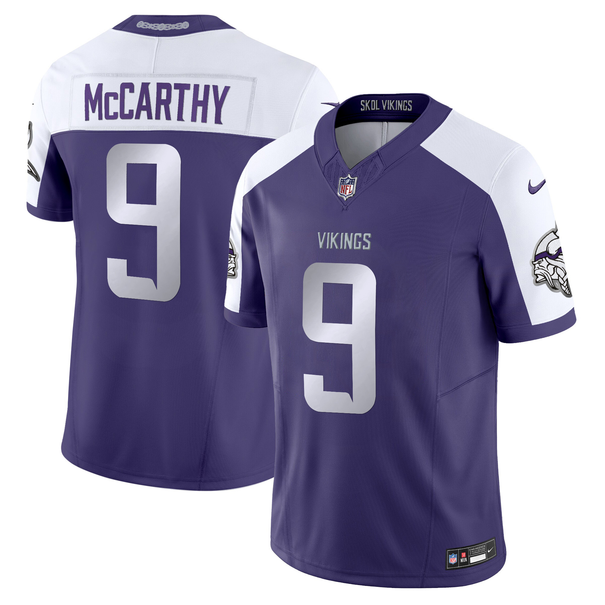 J.J. McCarthy Men's 2024 Minnesota Vikings Winter Warrior Vapor Limited Purple Alternate Jersey - All Stitched