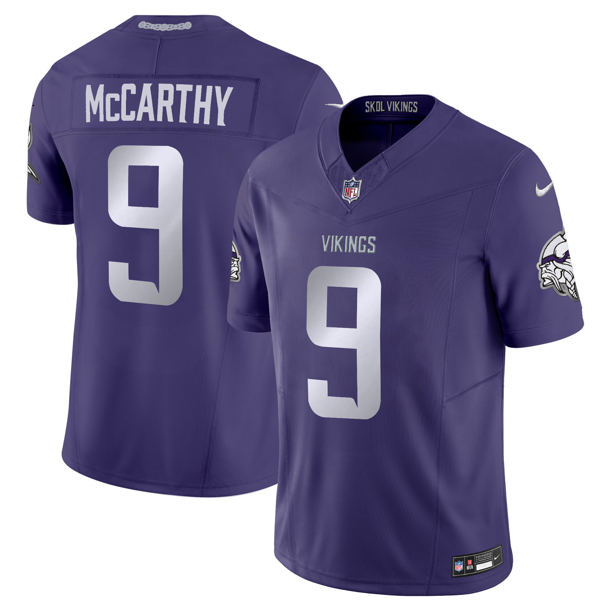 J.J. McCarthy Men's 2024 Minnesota Vikings Winter Warrior Vapor Limited Purple Jersey - All Stitched