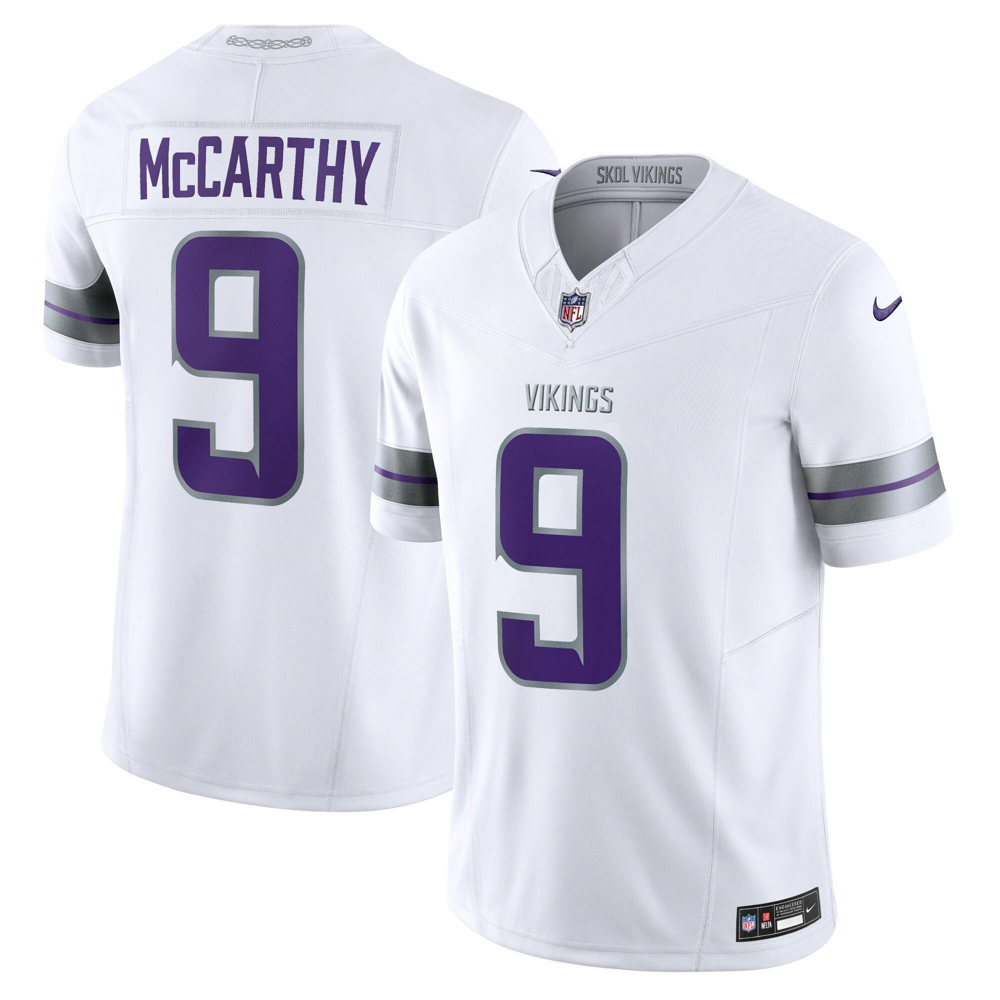 J.J. McCarthy Men's 2024 Minnesota Vikings Winter Warrior Vapor Limited White Jersey - All Stitched
