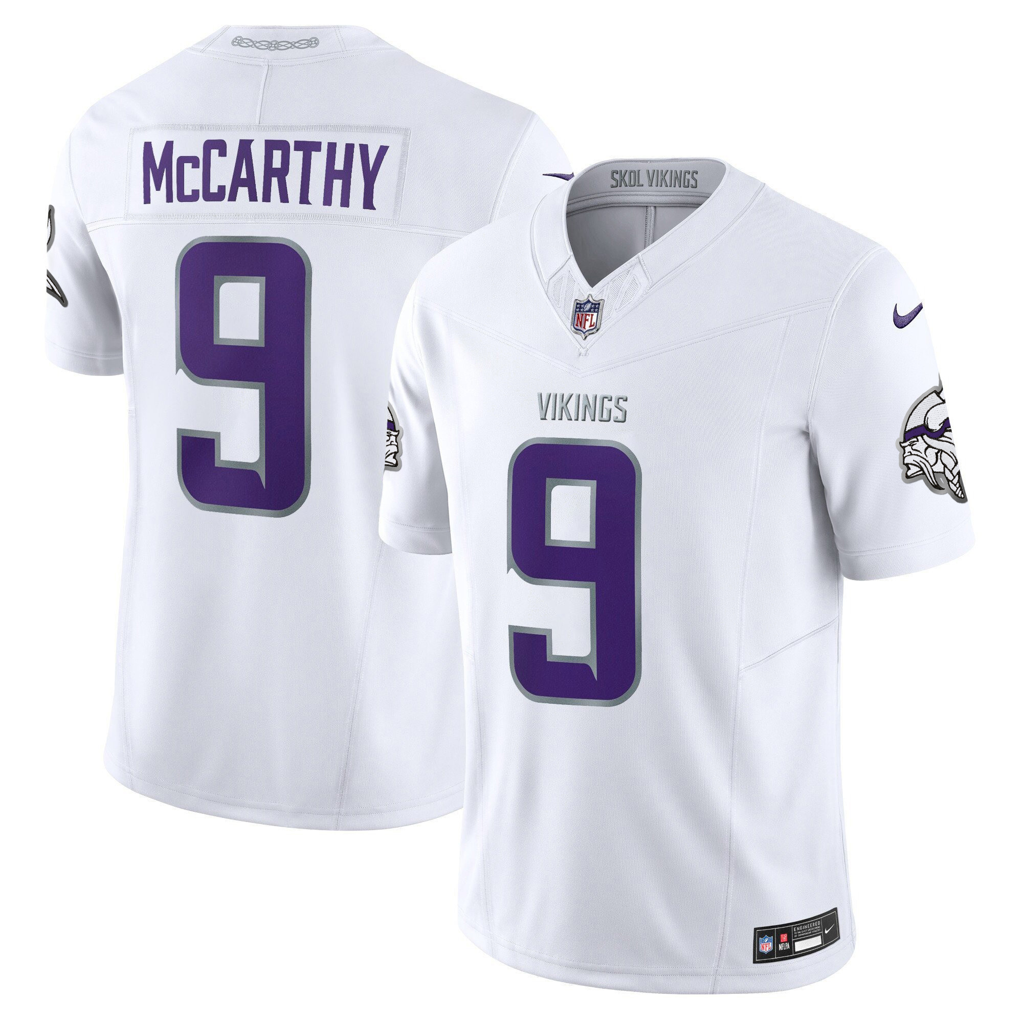J.J. McCarthy Men's 2024 Minnesota Vikings Winter Warrior Vapor Limited White Limited Jersey - All Stitched