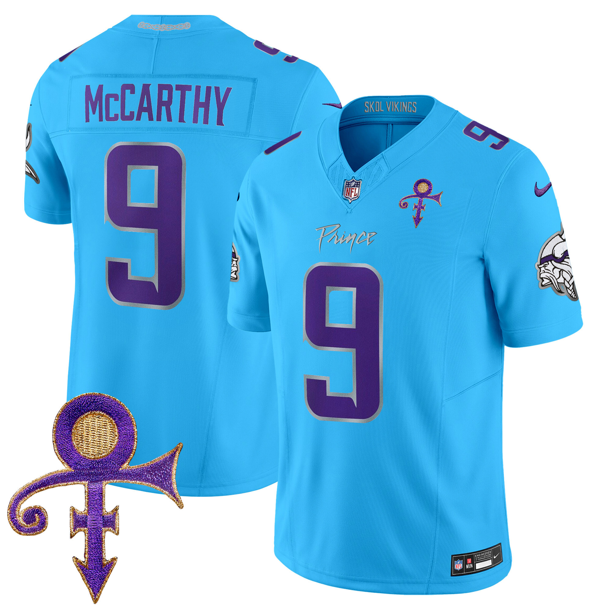 J.J. McCarthy Men's Minnesota Vikings 2024 Prince Vapor Limited Light Blue Jersey - All Stitched