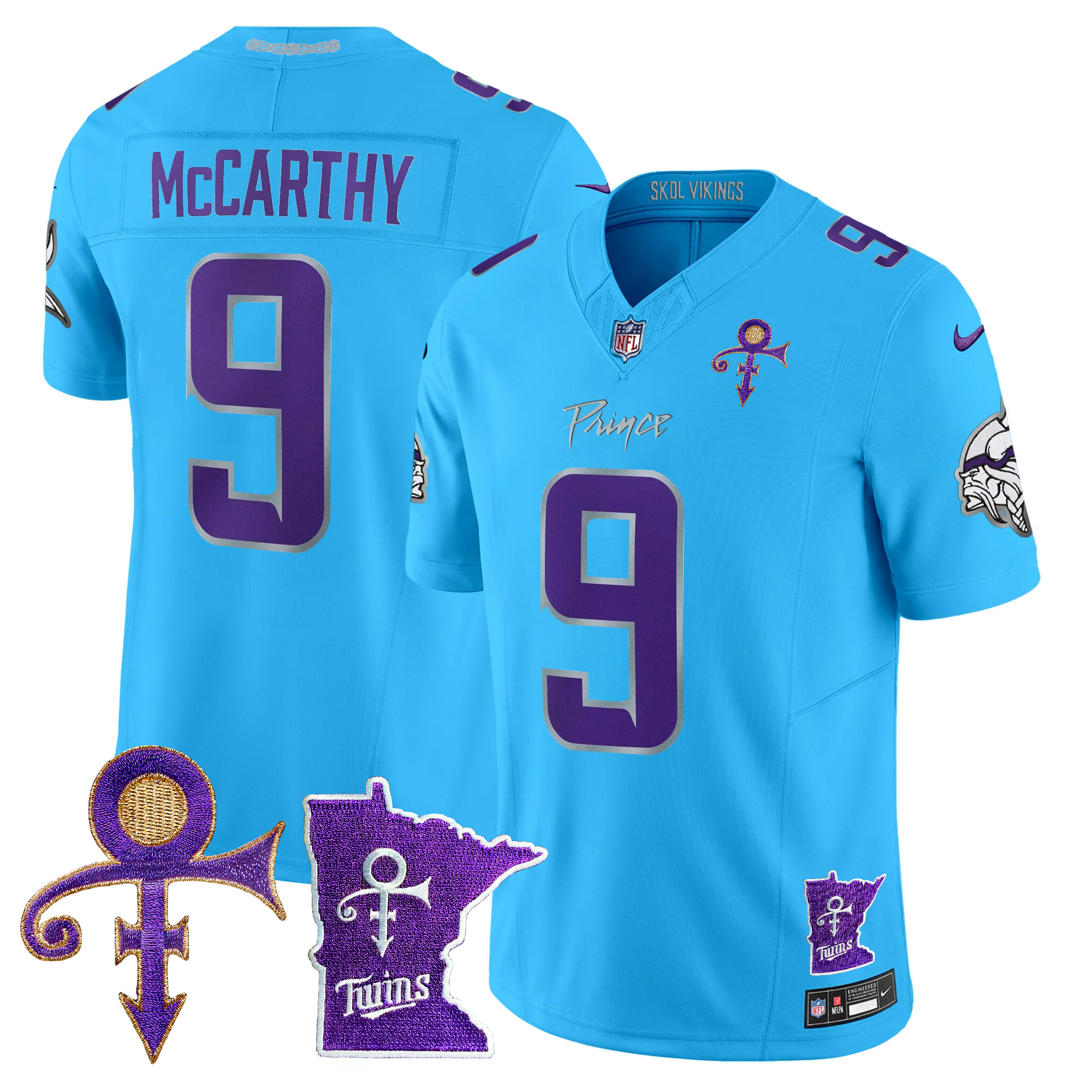 J.J. McCarthy Men's Minnesota Vikings 2024 Prince Vapor Limited Light Blue Jersey - All Stitched