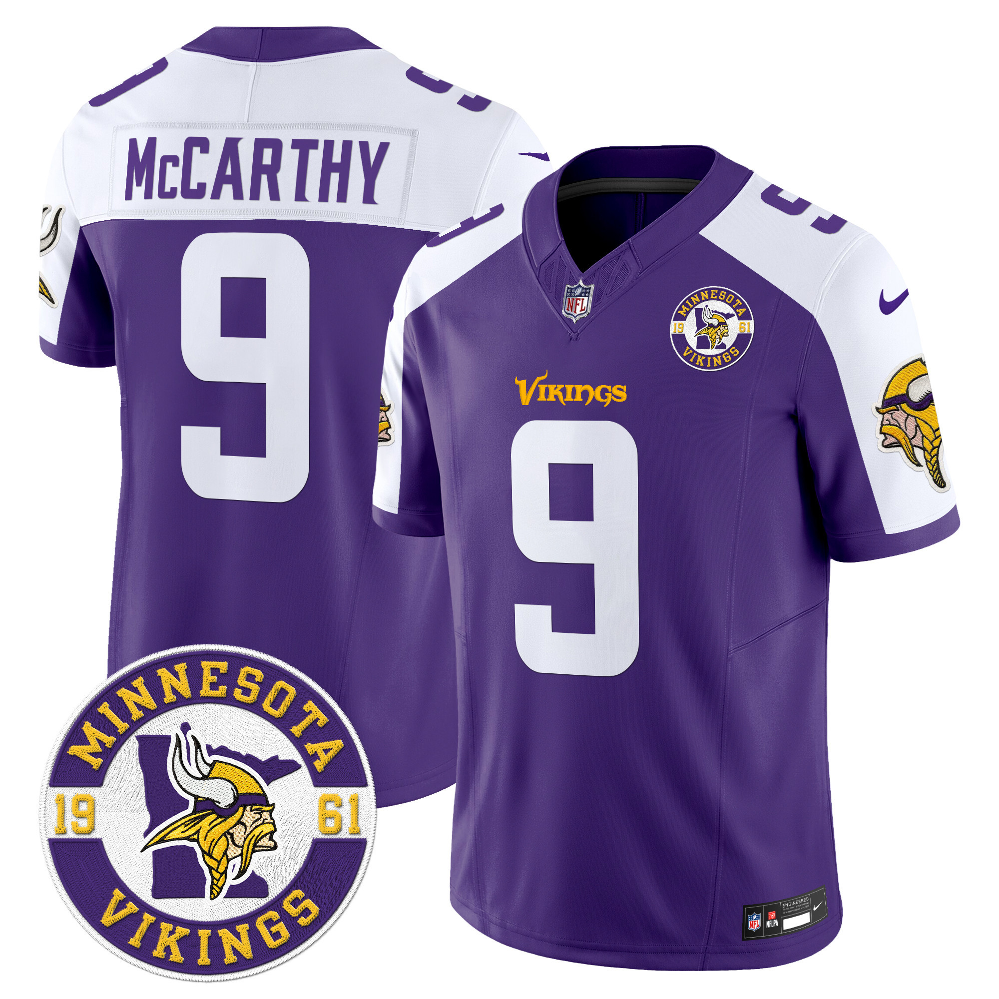 J.J. McCarthy Men's Minnesota Vikings 2024 Vapor Limited Purple Alternate Jersey - All Stitched