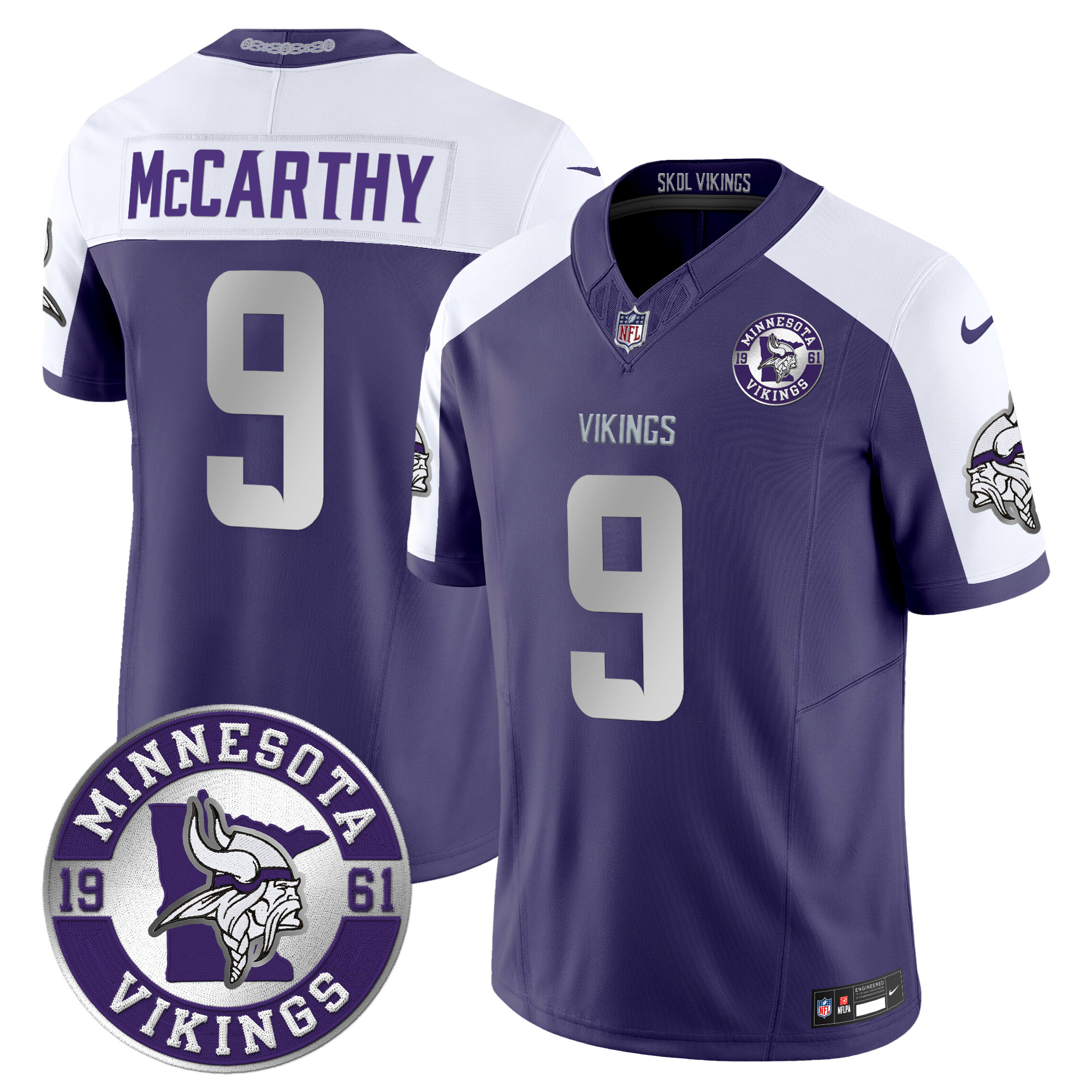 J.J. McCarthy Men's Minnesota Vikings 2024 Vapor Limited Purple Alternate Jersey - All Stitched