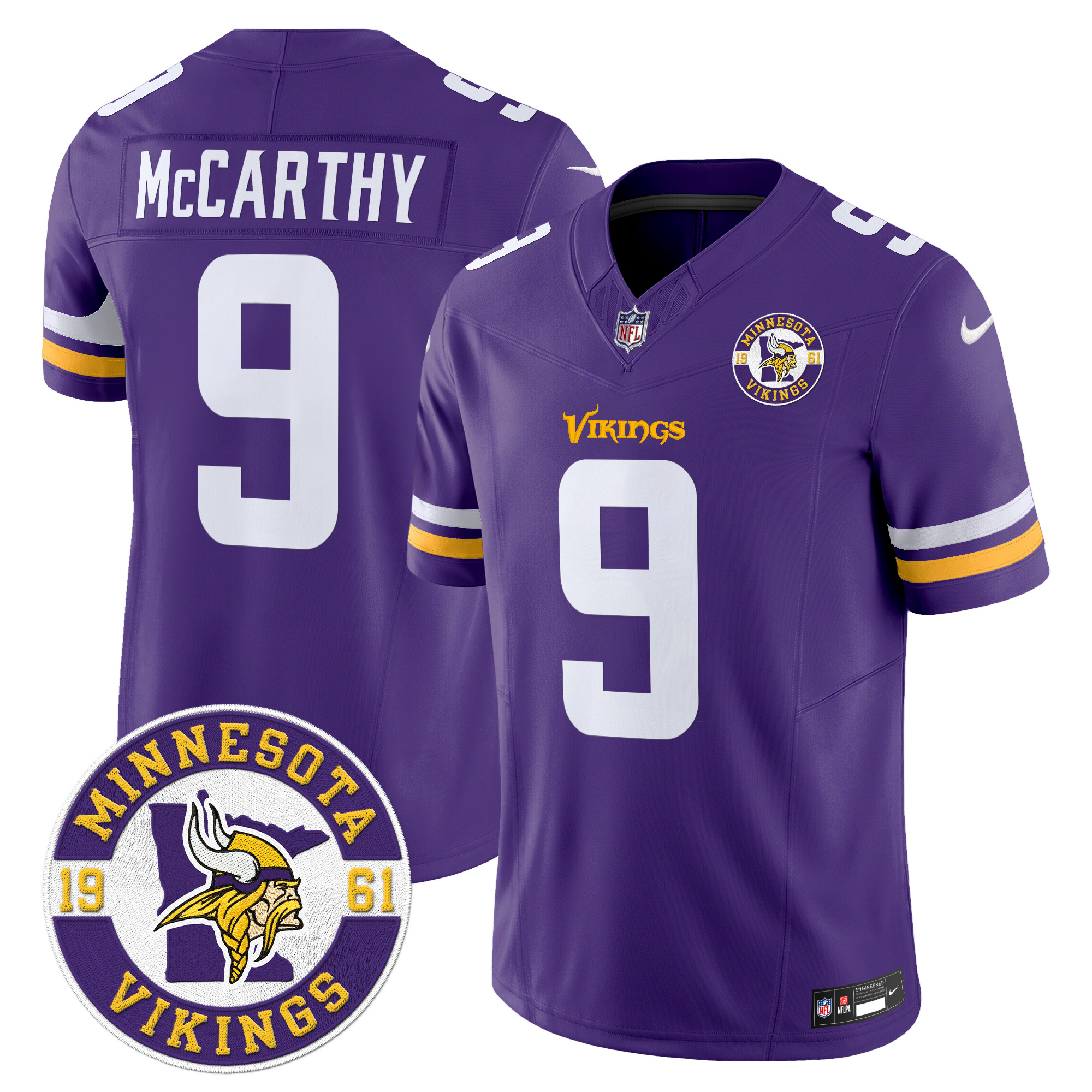 J.J. McCarthy Men's Minnesota Vikings 2024 Vapor Limited Purple Jersey - All Stitched
