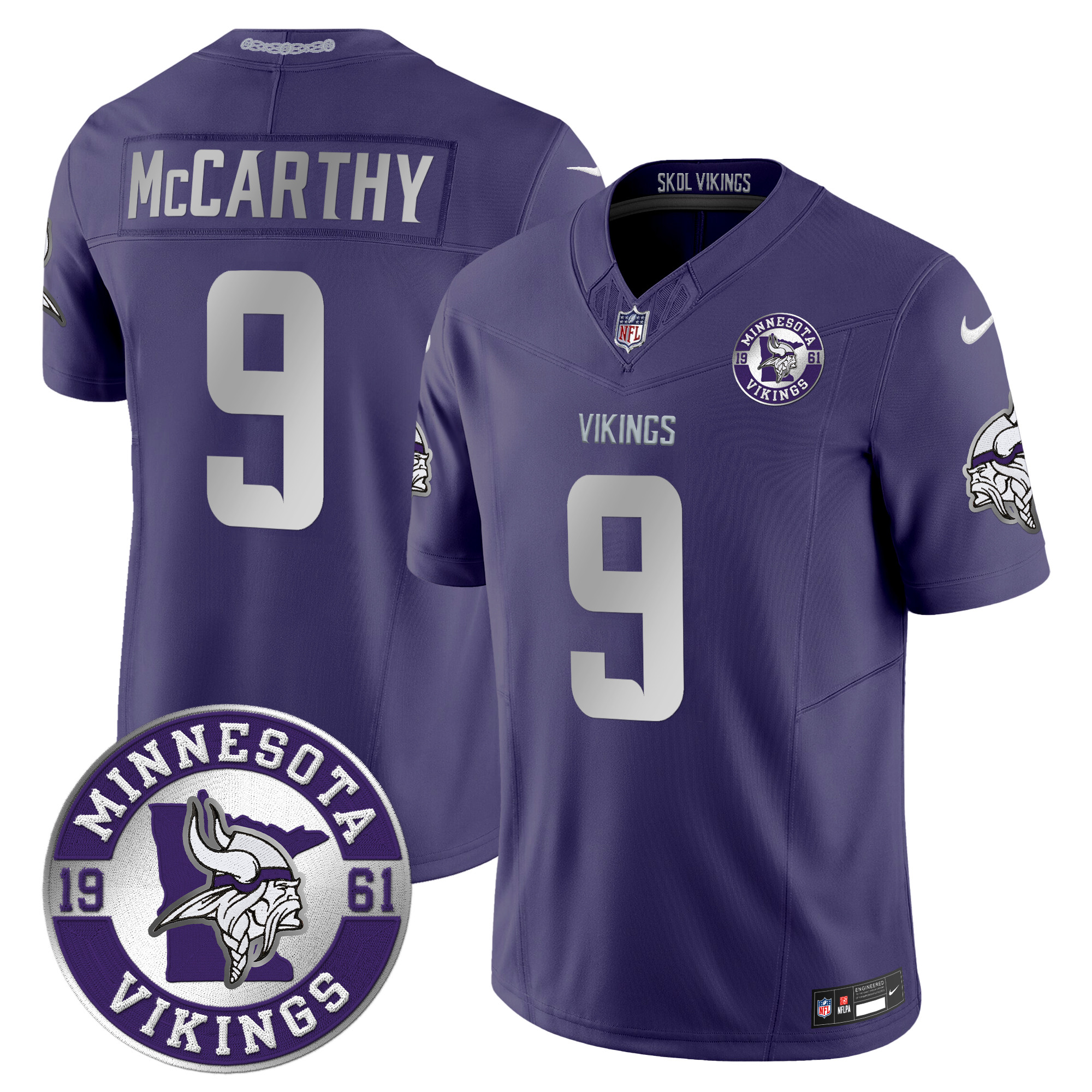 J.J. McCarthy Men's Minnesota Vikings 2024 Vapor Limited Purple Jersey - All Stitched