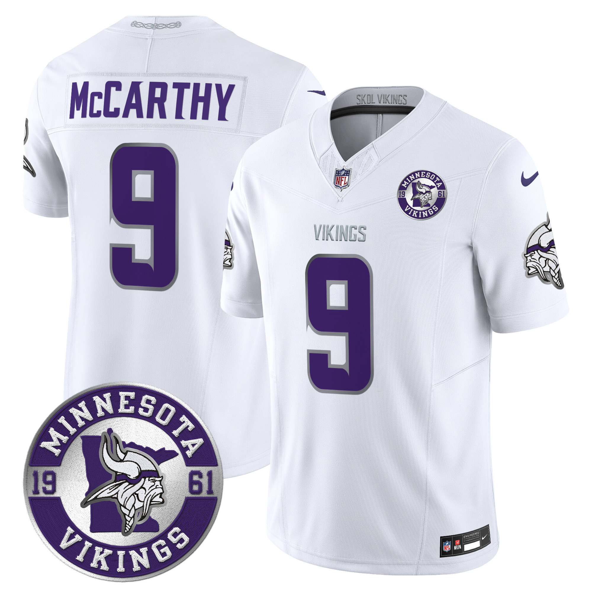 J.J. McCarthy Men's Minnesota Vikings 2024 Vapor Limited White Limited Jersey - All Stitched