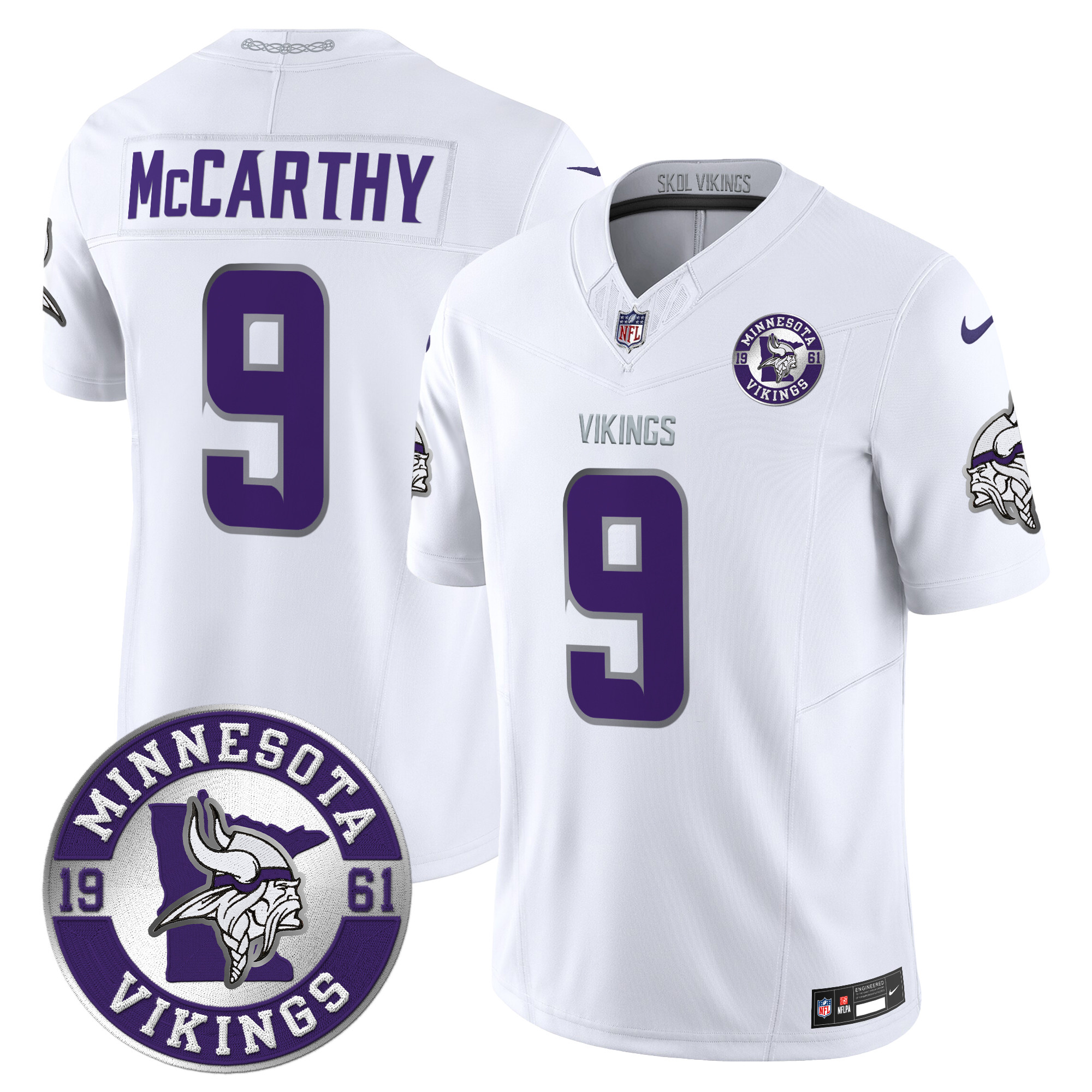 J.J. McCarthy Men's Minnesota Vikings 2024 Vapor Limited Winter Warrior Jersey - All Stitched