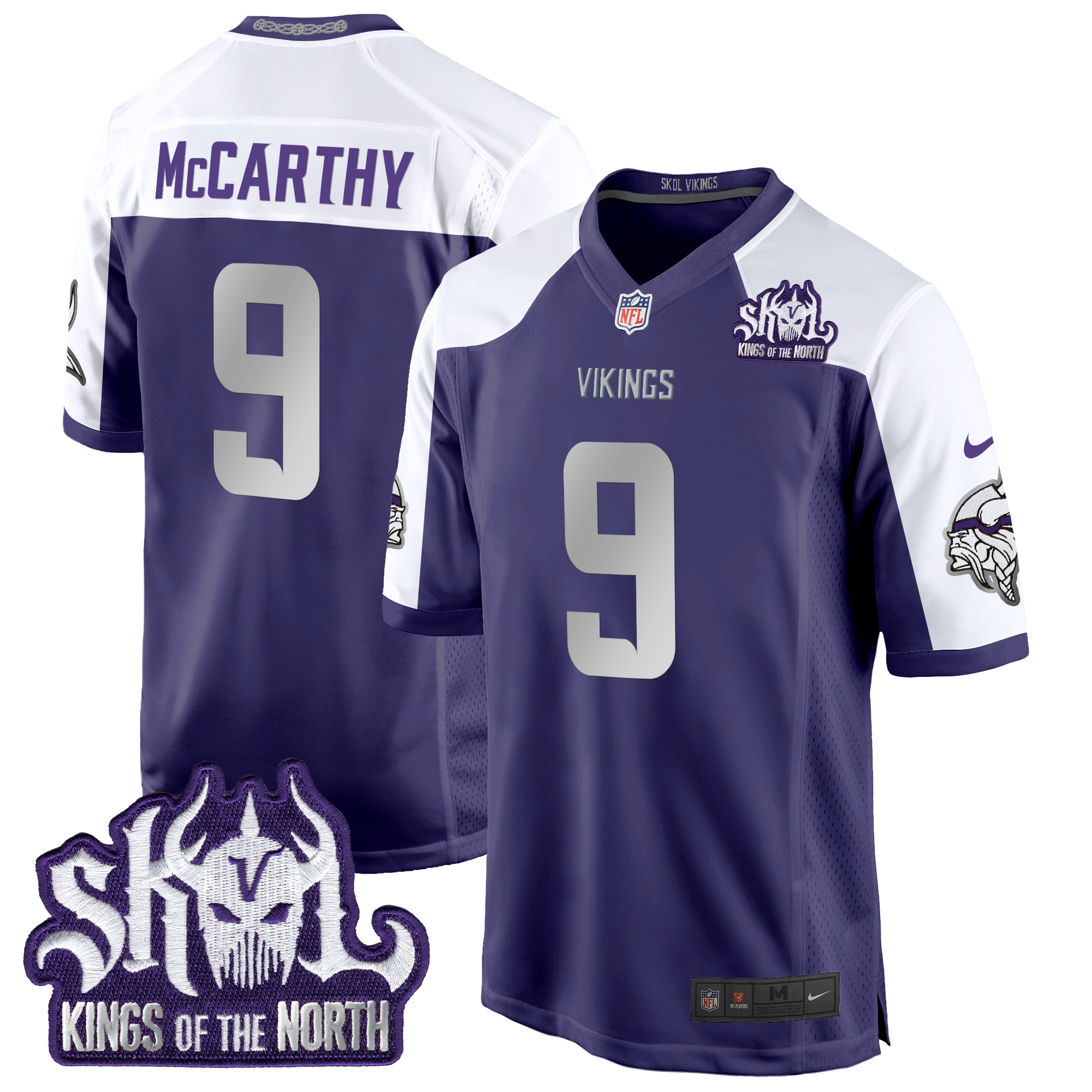 J.J. McCarthy Men's Minnesota Vikings 2024 Winter Warrior Skol Patch Game Purple Alternate Jersey - All Stitched