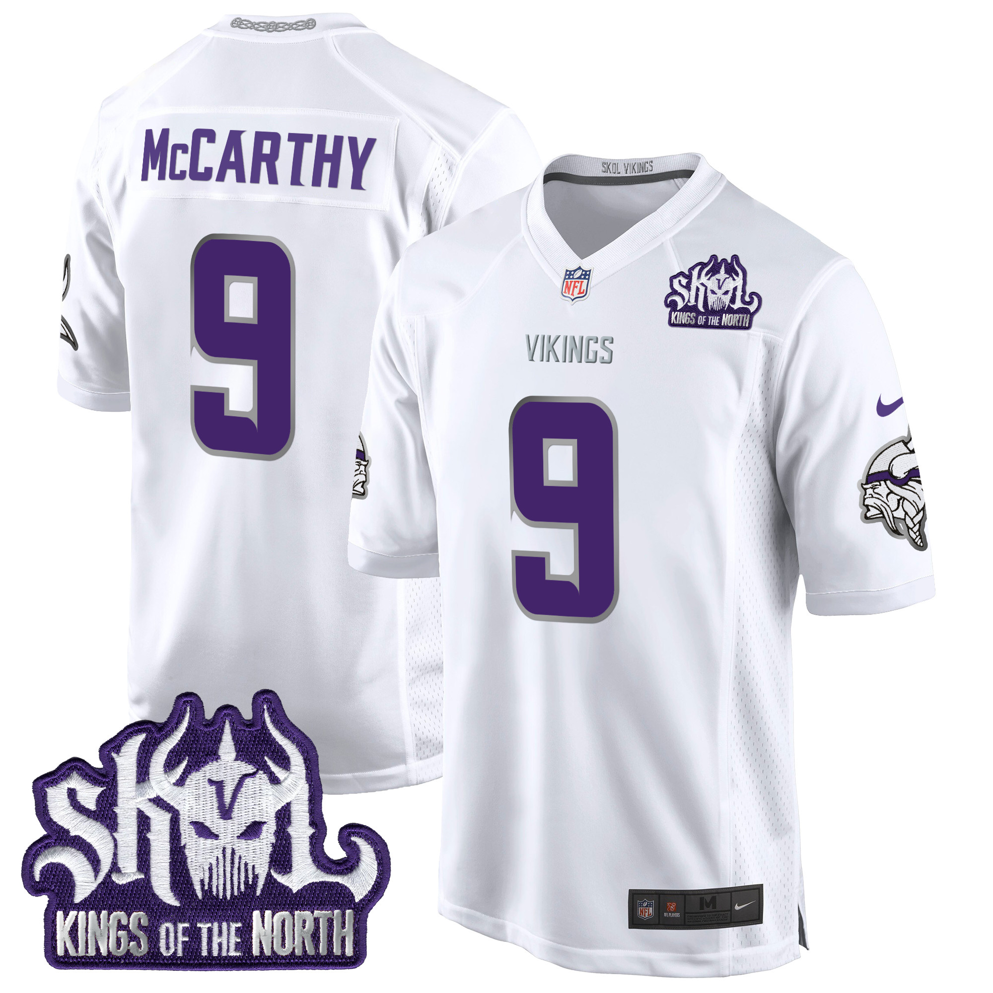 J.J. McCarthy Men's Minnesota Vikings 2024 Winter Warrior Skol Patch Game White Limited Jersey - All Stitched