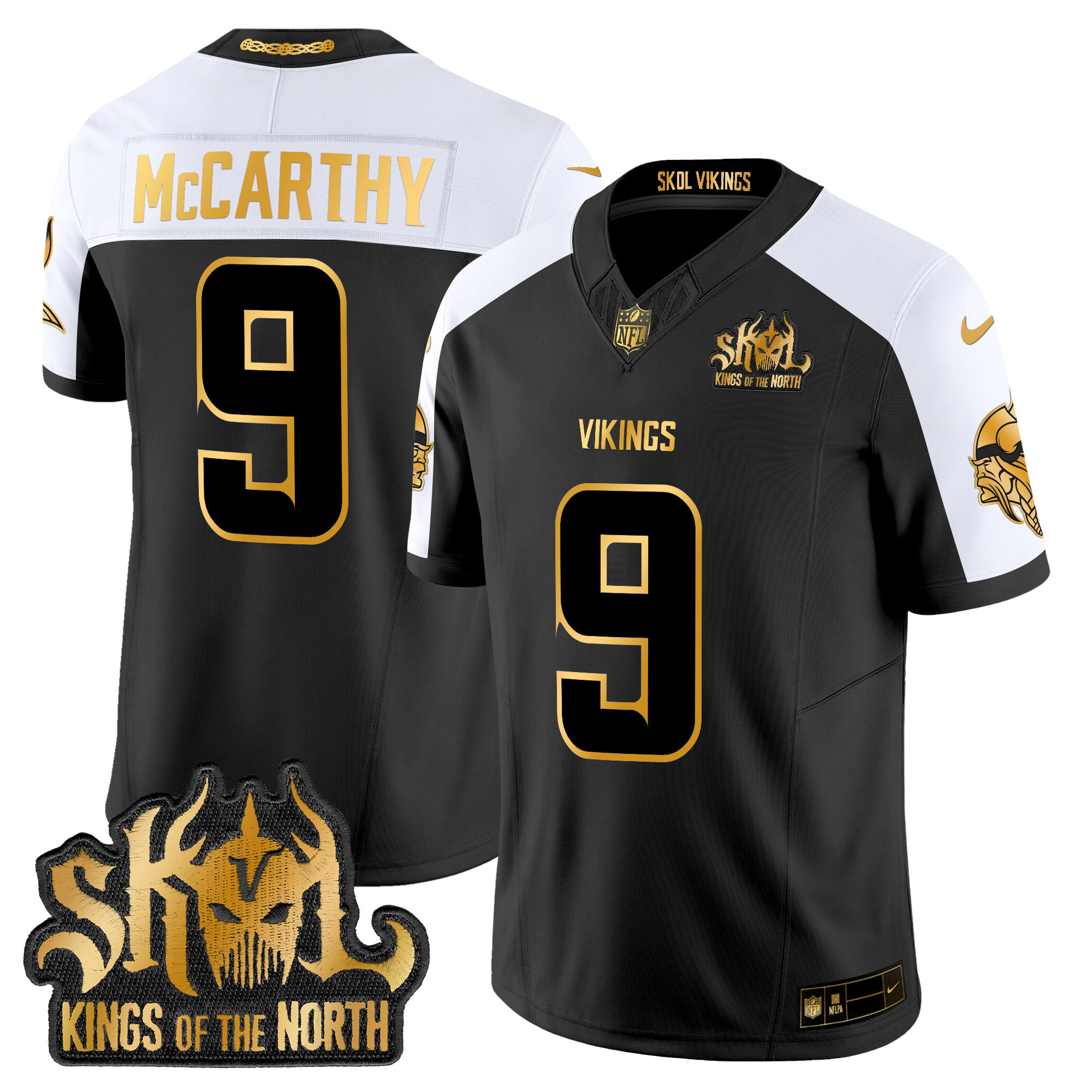 J.J. McCarthy Men's Minnesota Vikings 2024 Winter Warrior Skol Patch Gold Vapor Limited Alternate Jersey - All Stitched