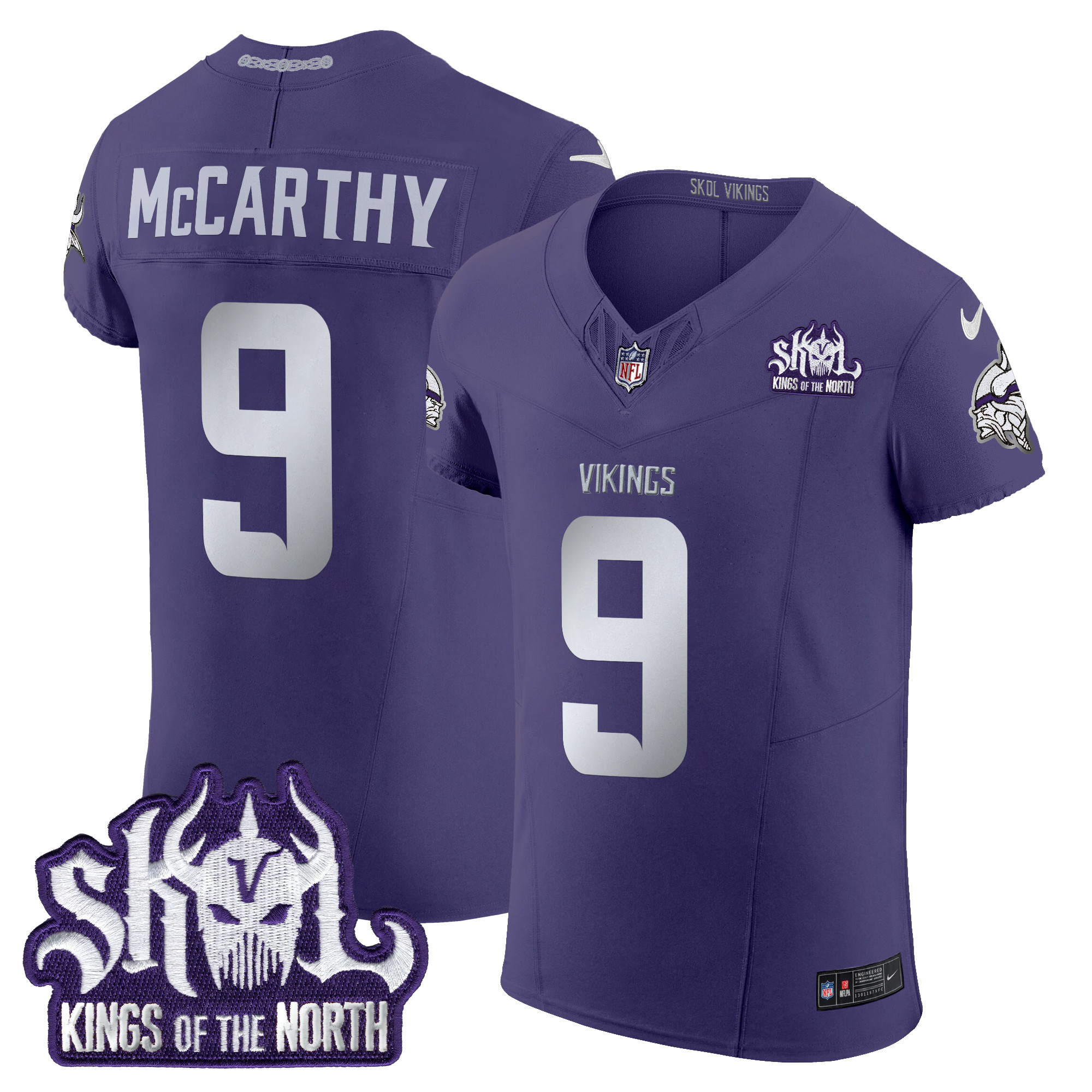 J.J. McCarthy Men's Minnesota Vikings 2024 Winter Warrior Skol Patch Vapor Elite Purple Jersey - All Stitched