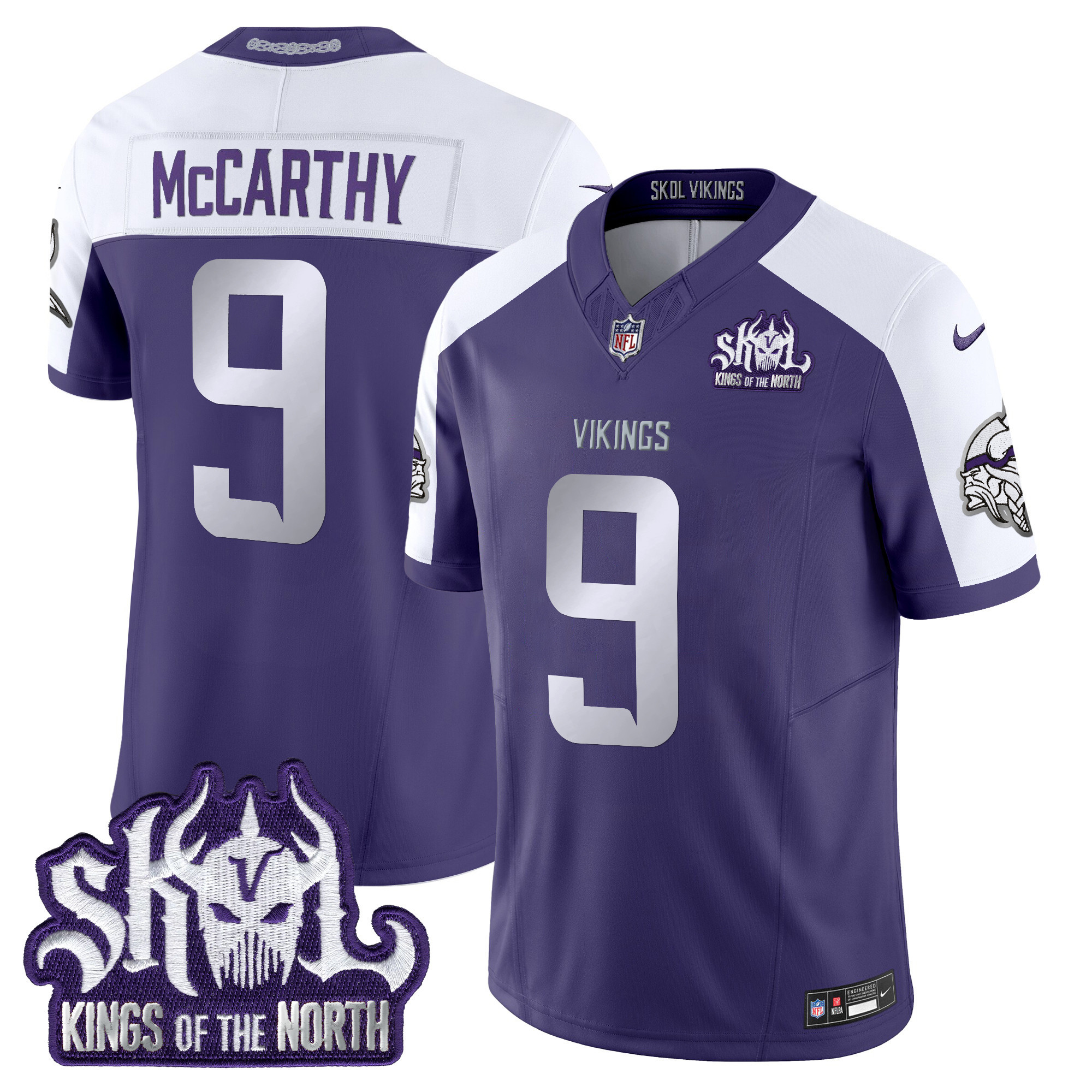 J.J. McCarthy Men's Minnesota Vikings 2024 Winter Warrior Skol Patch Vapor Limited Purple Alternate Jersey - All Stitched