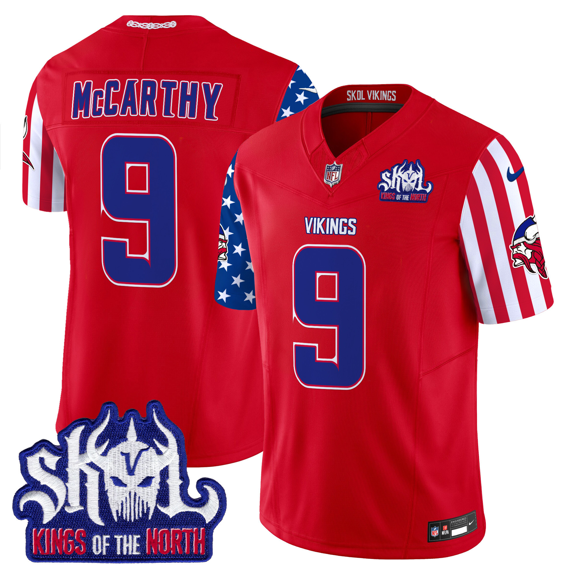 J.J. McCarthy Men's Minnesota Vikings American Style Vapor Limited Red Jersey - All Stitched
