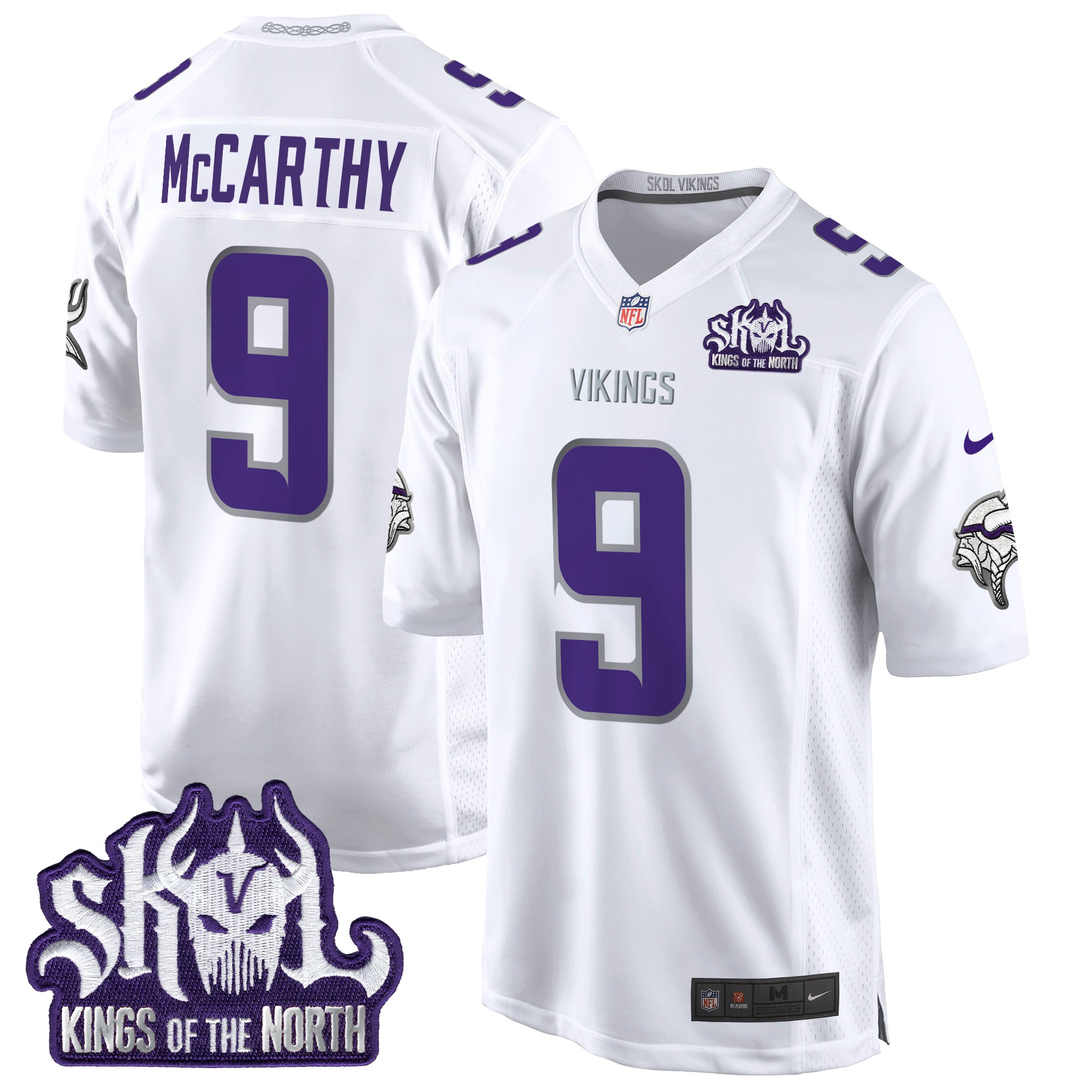 J.J. McCarthy Men's Minnesota Vikings King Of The North Patch Game Winter Warrior Jersey - All Stitched