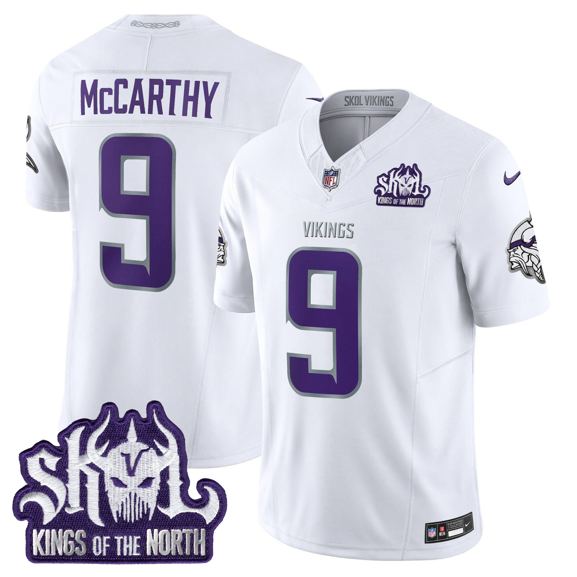 J.J. McCarthy Men's Minnesota Vikings Kings Of The North Patch Vapor Limited Winter Warrior Jersey - All Stitched
