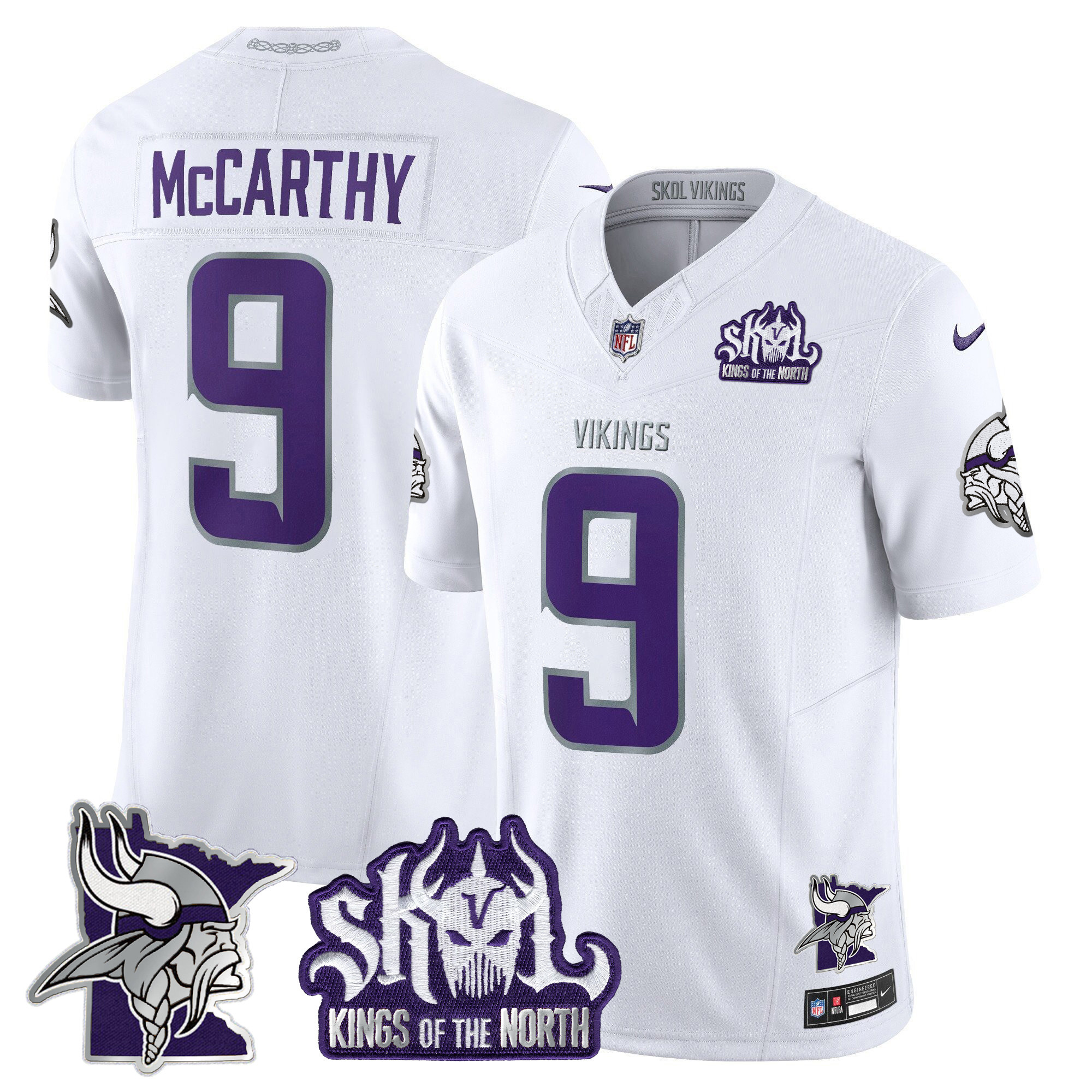 J.J. McCarthy Men's Minnesota Vikings Kings Of The North Patch Vapor Limited Winter Warrior Jersey - All Stitched