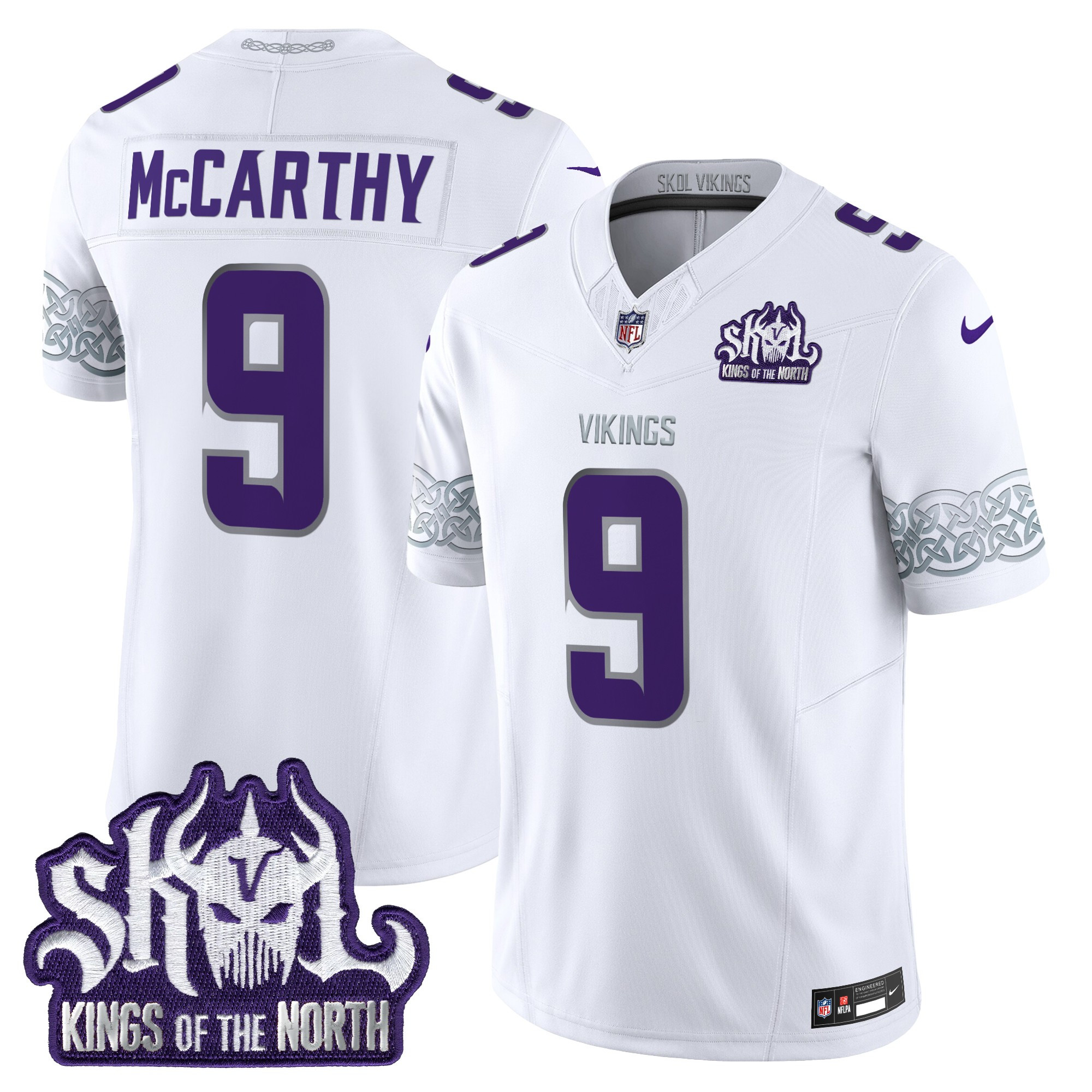 J.J. McCarthy Men's Minnesota Vikings Kings Of The North Patch Vapor Limited Winter Warrior Jersey - All Stitched