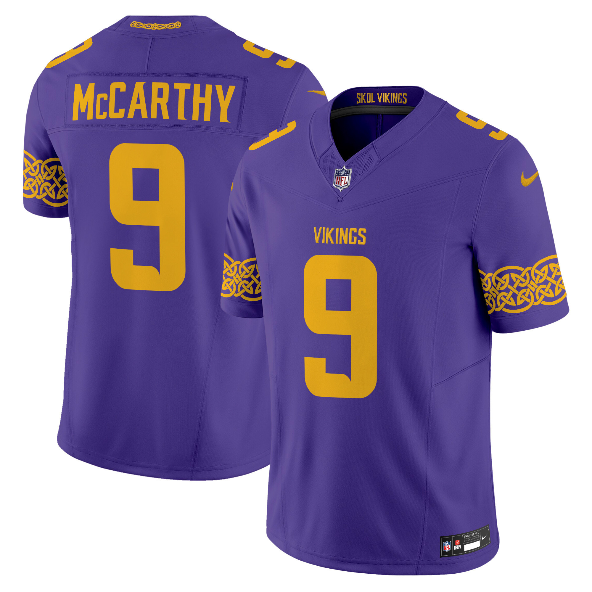 J.J. McCarthy Men's Minnesota Vikings Nordic Pattern Vapor Limited Purple Jersey - All Stitched