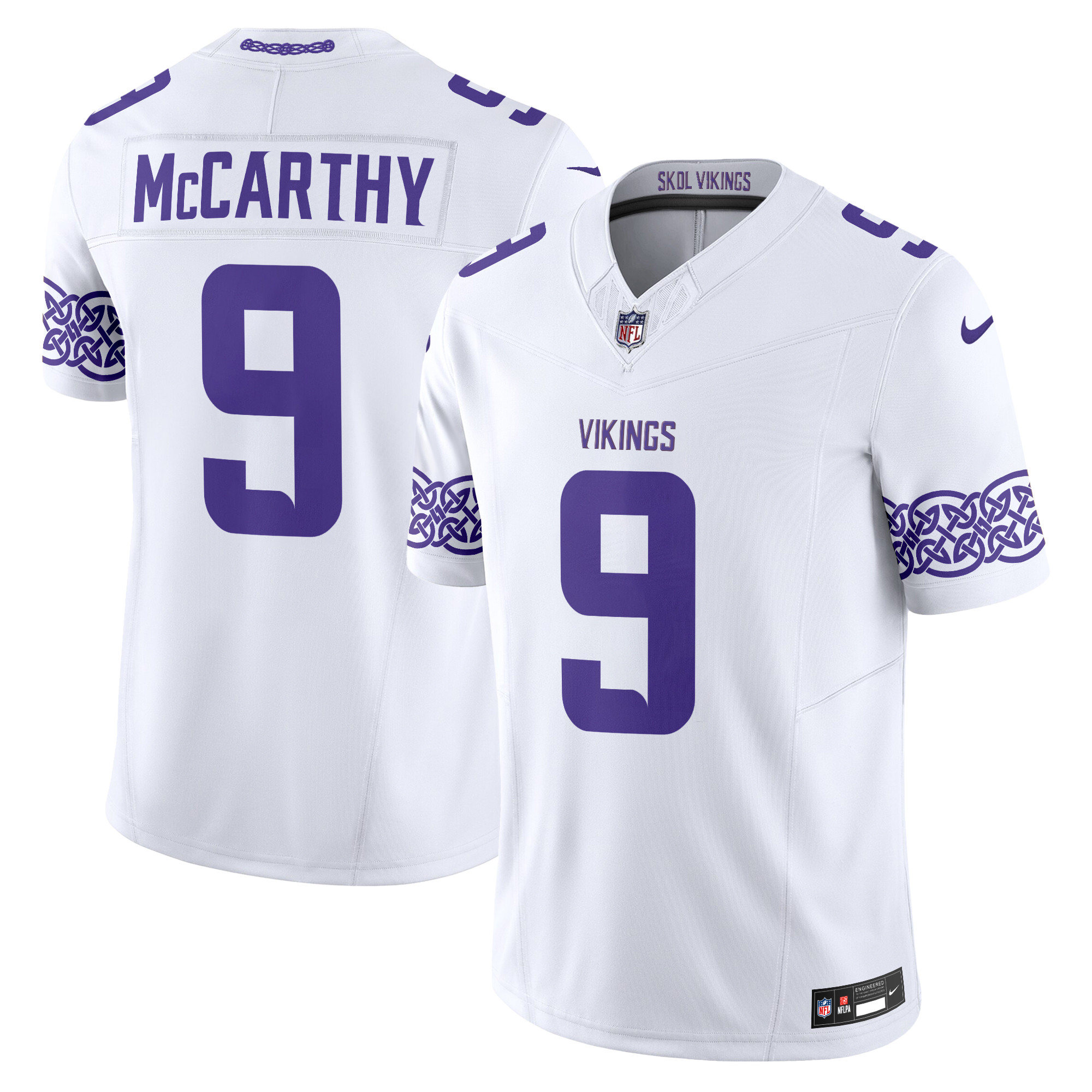 J.J. McCarthy Men's Minnesota Vikings Nordic Pattern Vapor Limited White Jersey - All Stitched