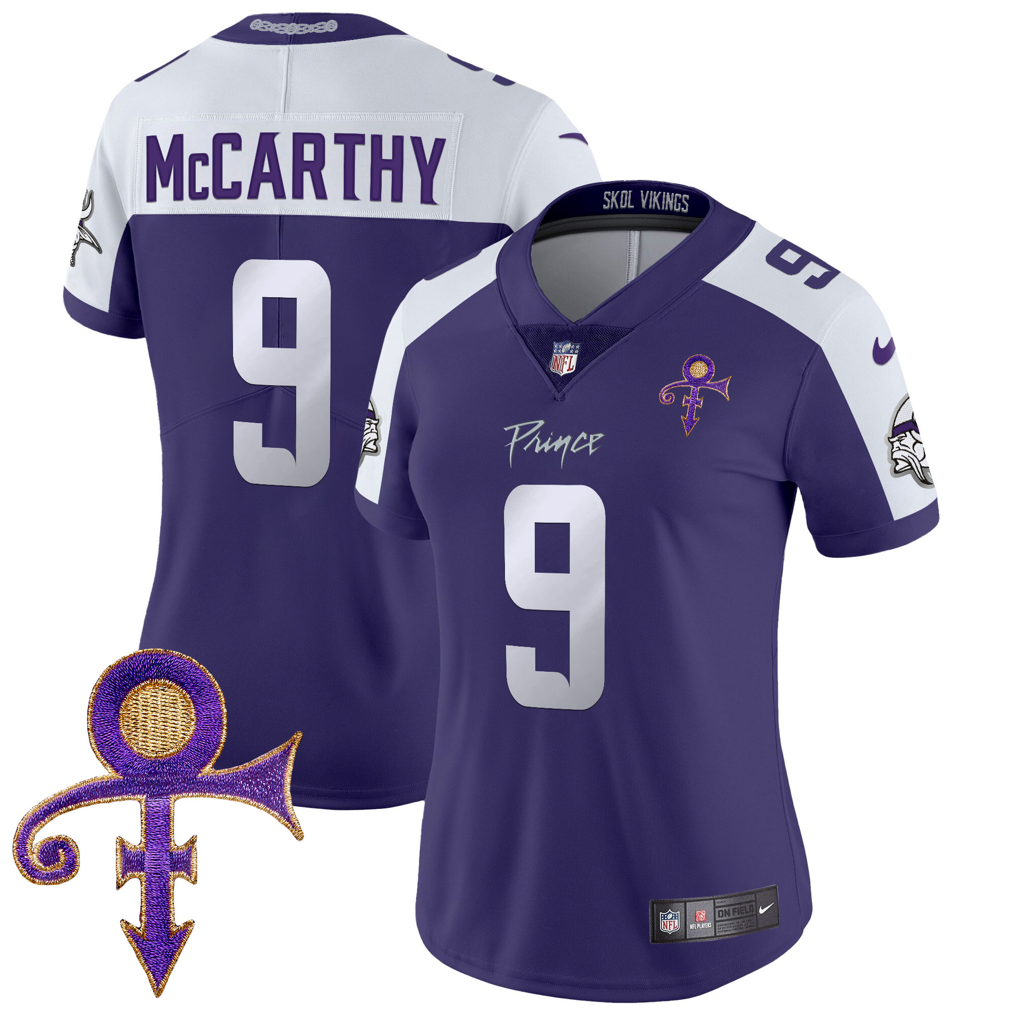 J.J. McCarthy Women's Minnesota Vikings 2024 Prince Vapor Limited Purple Alternate Jersey - All Stitched
