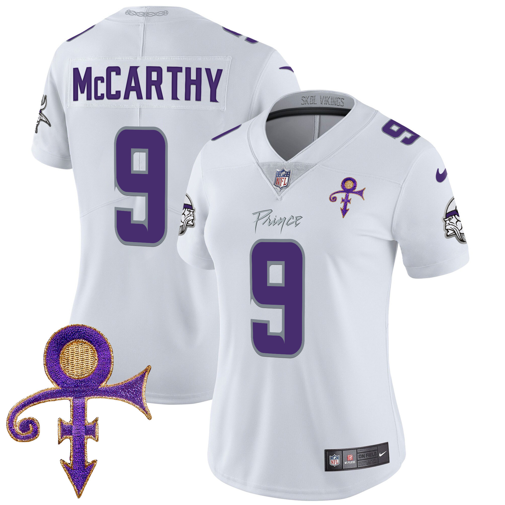 J.J. McCarthy Women's Minnesota Vikings 2024 Prince Vapor Limited White Limited Jersey - All Stitched