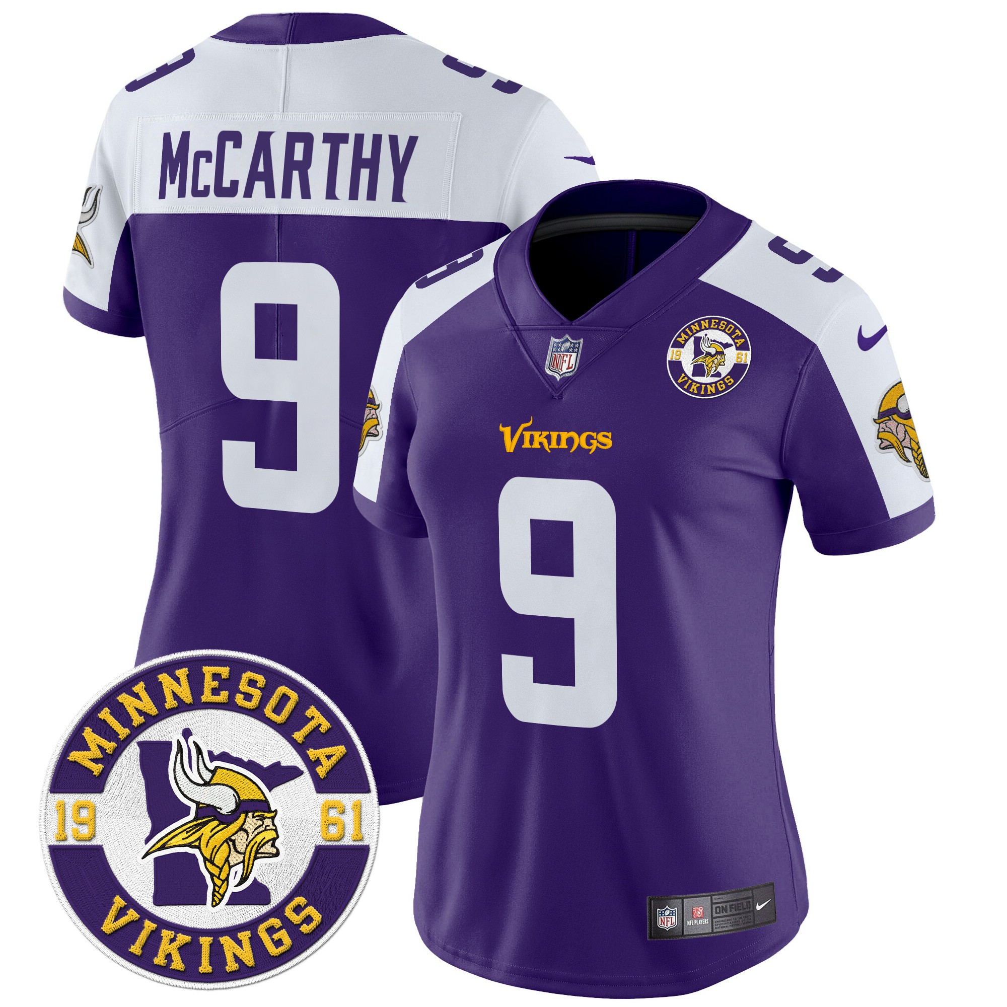 J.J. McCarthy Women's Minnesota Vikings 2024 Vapor Limited Purple Alternate Jersey - All Stitched