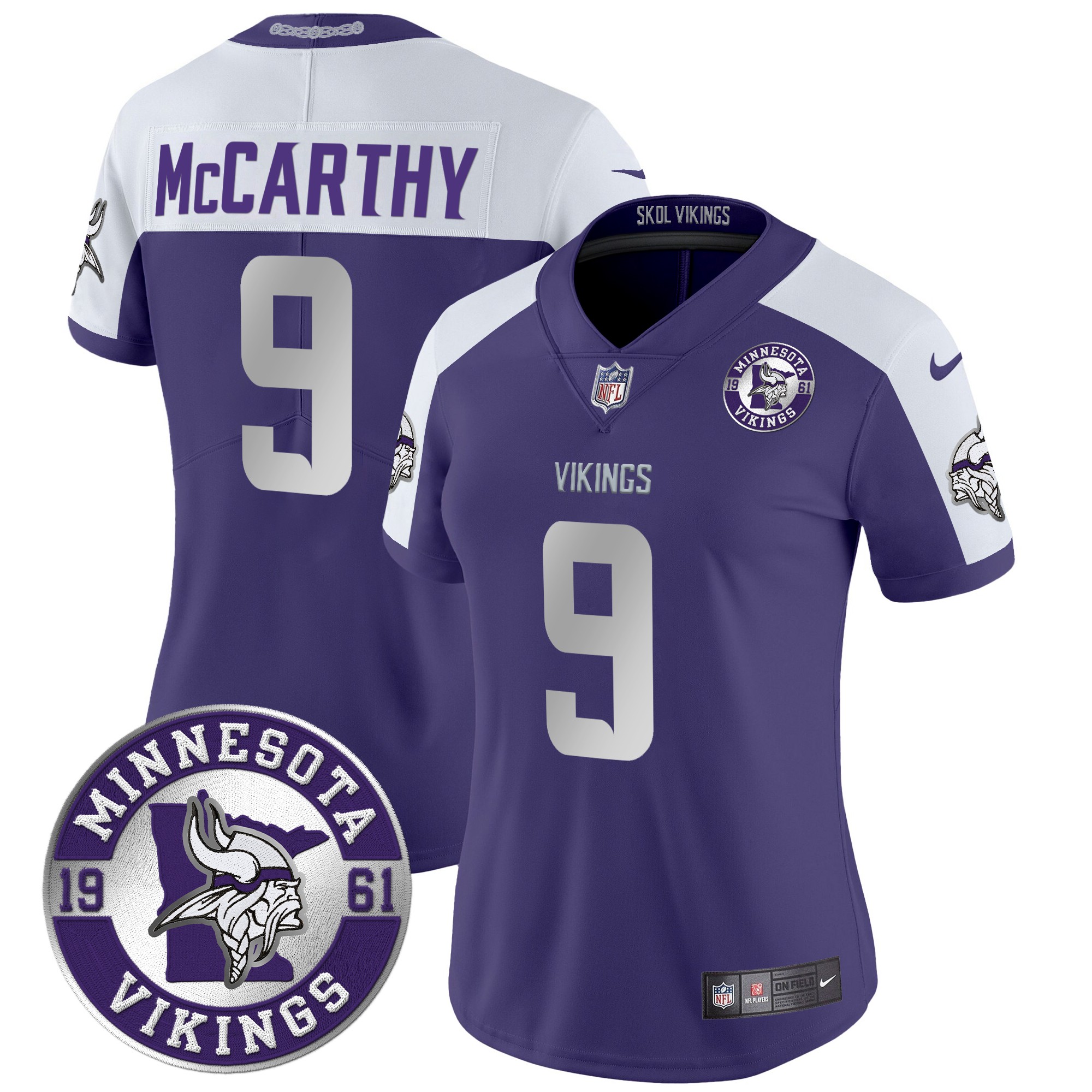 J.J. McCarthy Women's Minnesota Vikings 2024 Vapor Limited Purple Alternate Jersey - All Stitched