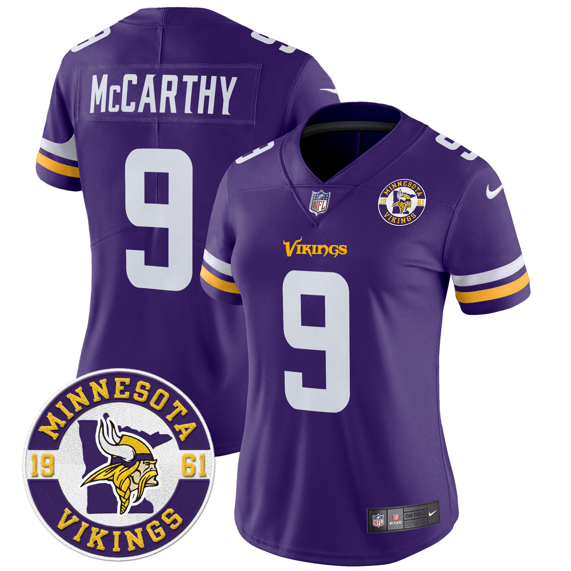 J.J. McCarthy Women's Minnesota Vikings 2024 Vapor Limited Purple Jersey - All Stitched