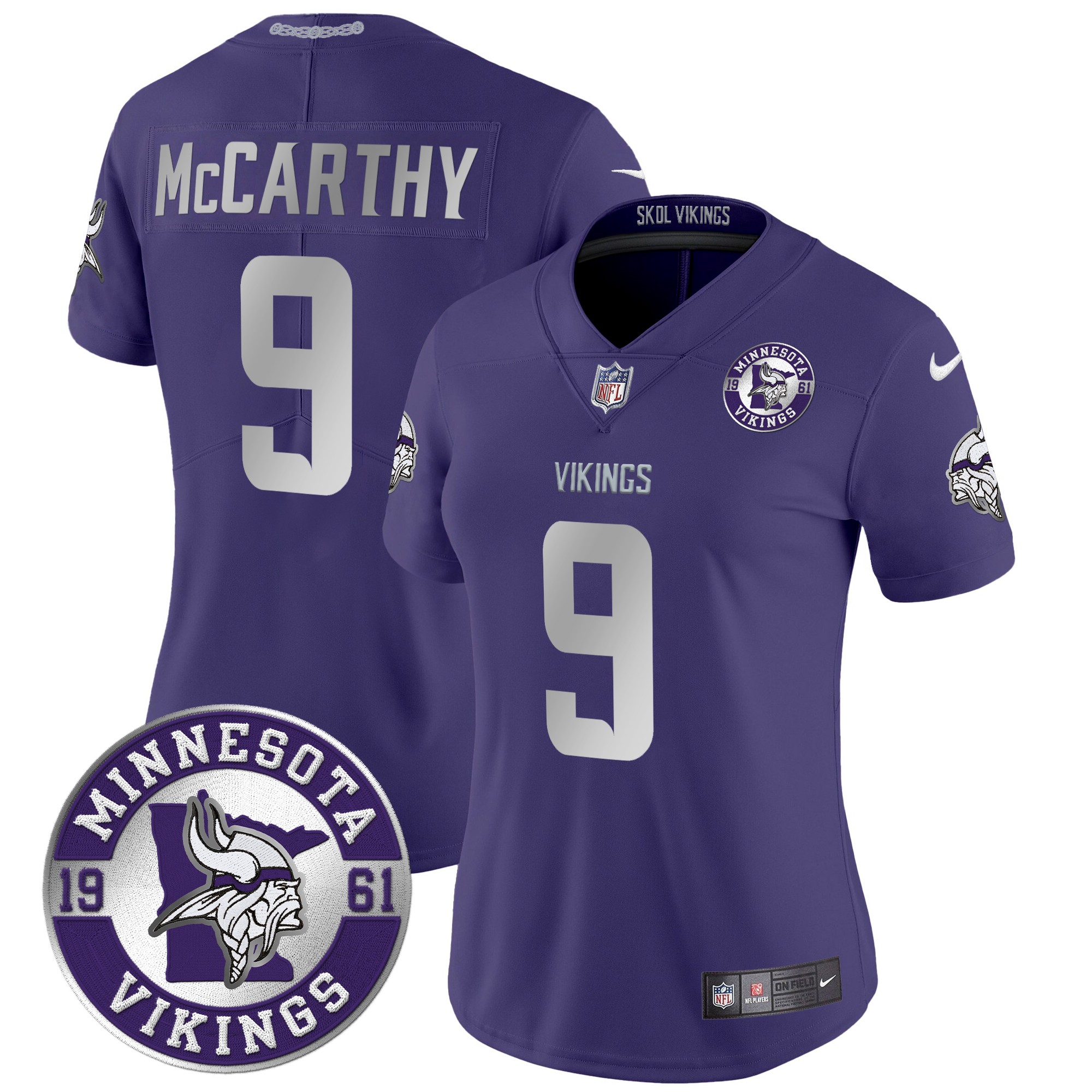 J.J. McCarthy Women's Minnesota Vikings 2024 Vapor Limited Purple Jersey - All Stitched