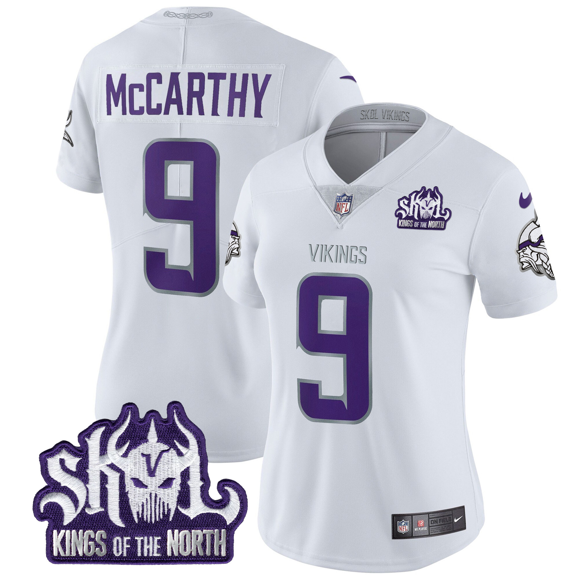 J.J. McCarthy Women's Minnesota Vikings Kings Of The North Patch Vapor Limited Winter Warrior Jersey - All Stitched