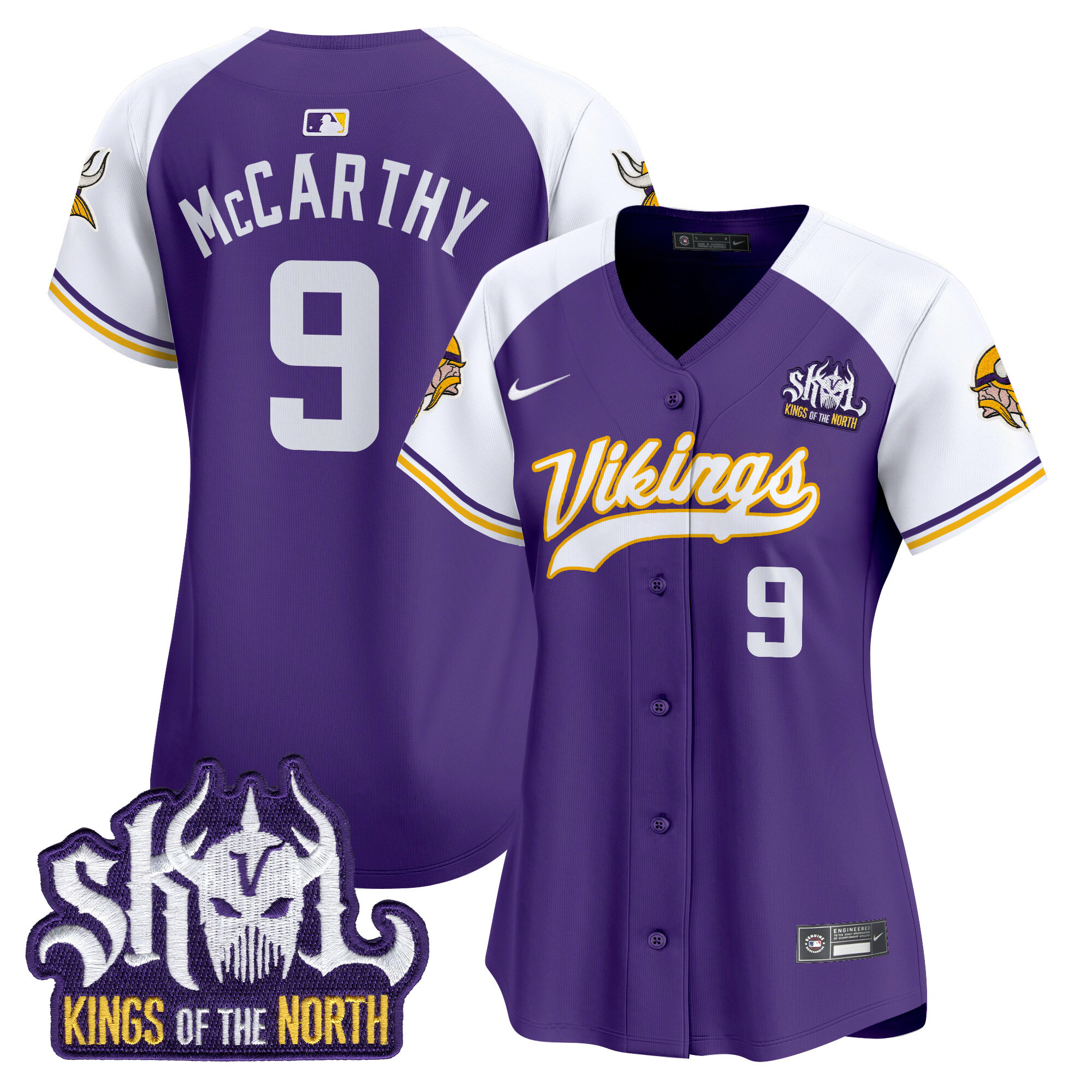 J.J. McCarthy Women's Minnesota Vikings Kings Of The North Patch Vapor Premier Limited Purple Alternate Jersey - All Stitched