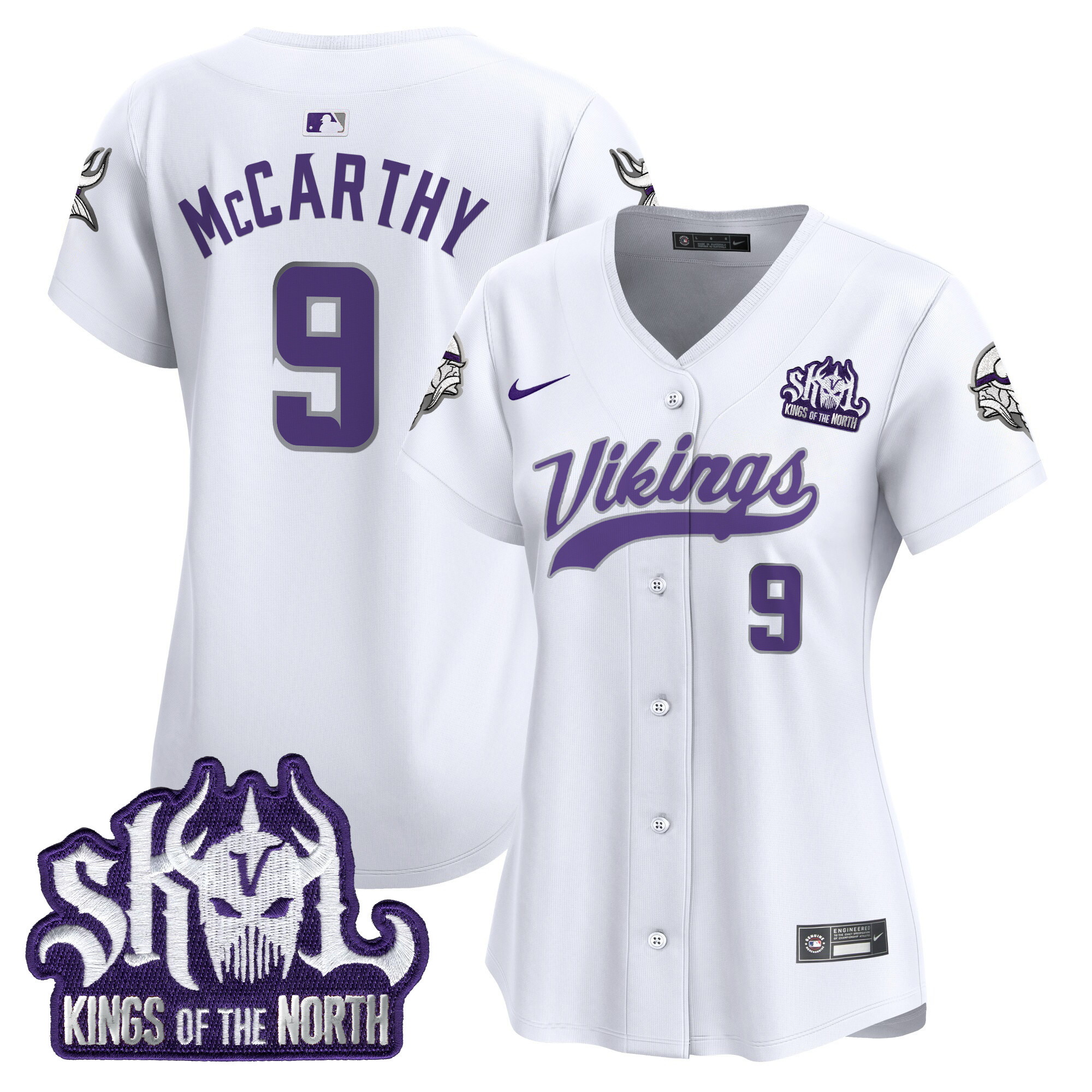 J.J. McCarthy Women's Minnesota Vikings Kings Of The North Patch Vapor Premier Limited Winter Warrior Jersey - All Stitched