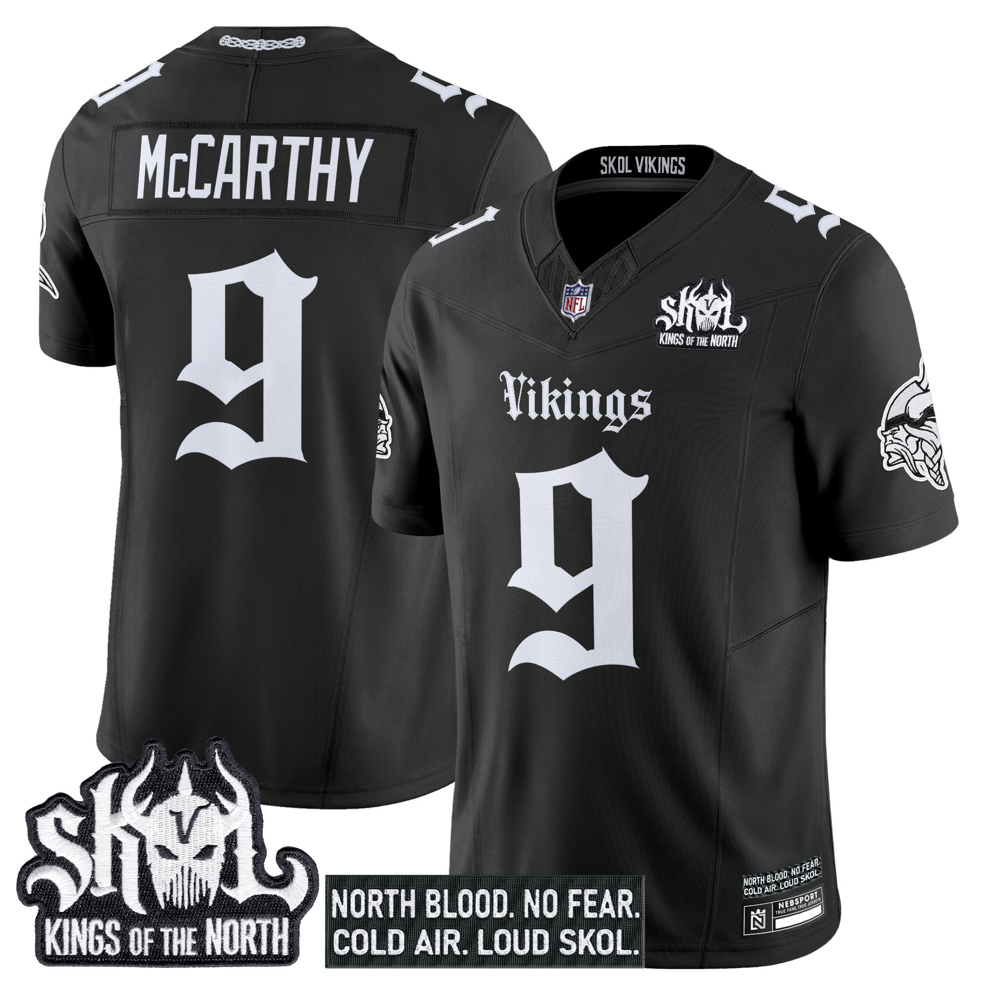 J.J.McCarthy Men's Minnesota Vikings 'Gothic Norseblood Edition' Vapor Limited Black Jersey - All Stitched