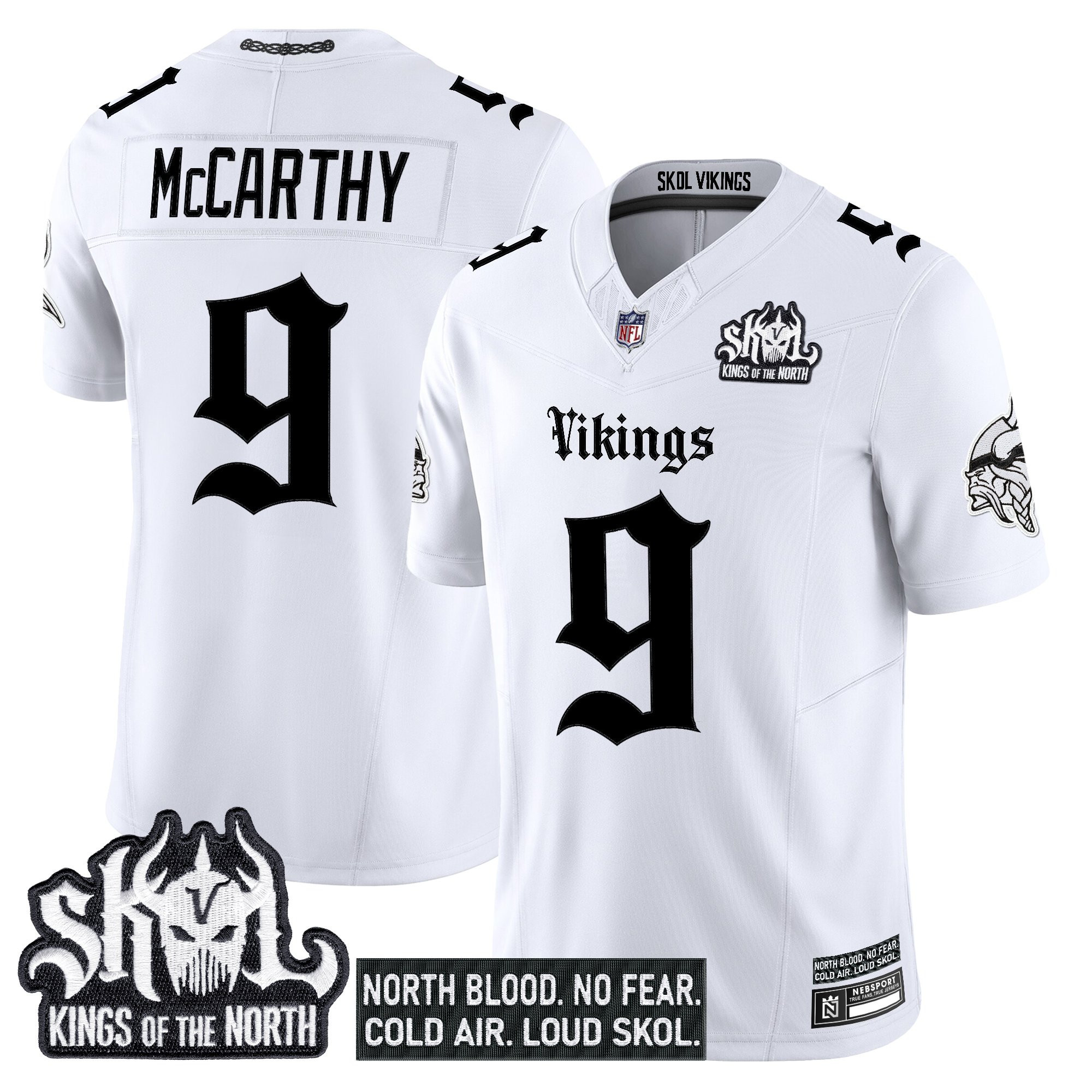 J.J.McCarthy Men's Minnesota Vikings 'Gothic Norseblood Edition' Vapor Limited White Jersey - All Stitched