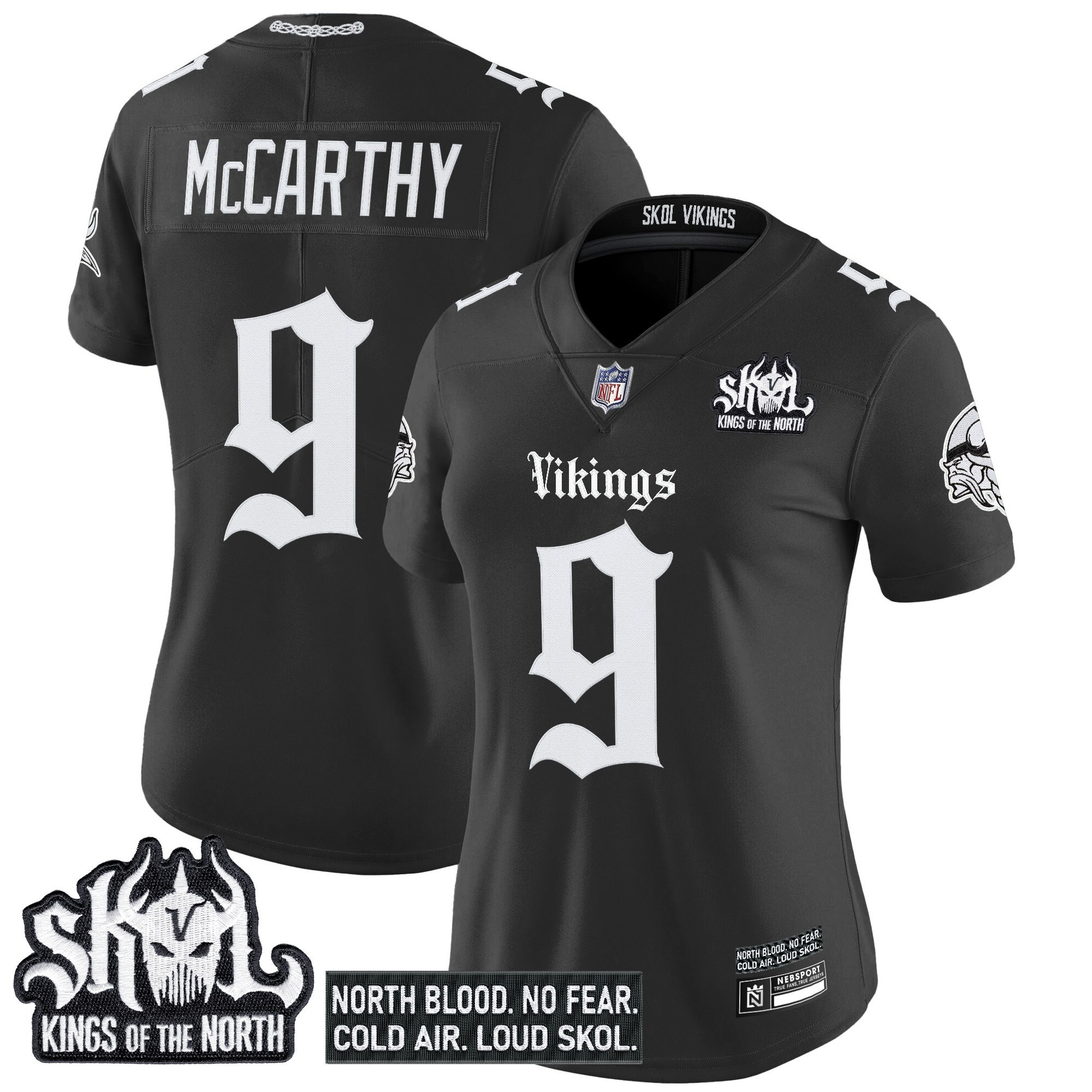 J.J.McCarthy Women's Minnesota Vikings 'Gothic Norseblood Edition' Vapor Limited Black Jersey - All Stitched