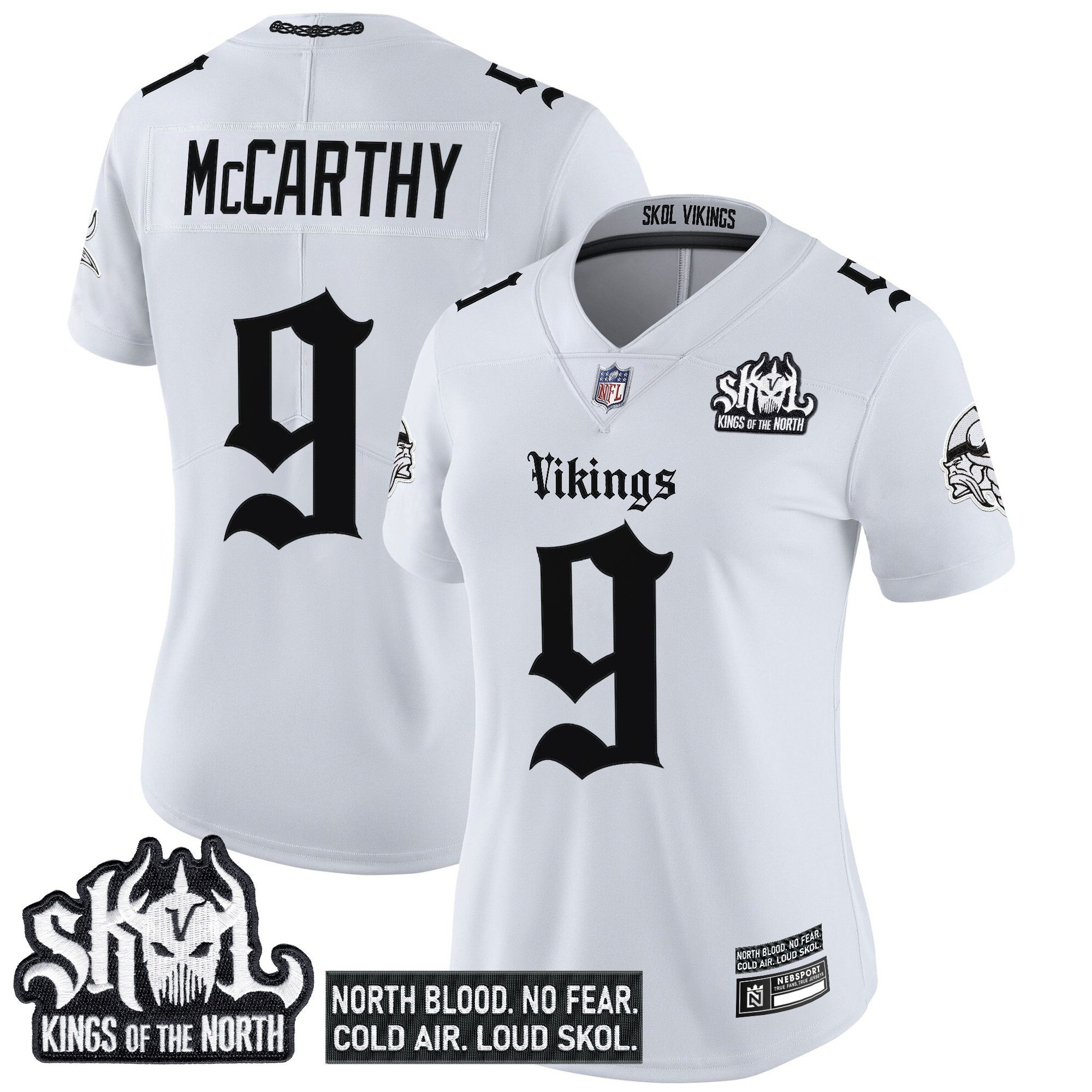 J.J.McCarthy Women's Minnesota Vikings 'Gothic Norseblood Edition' Vapor Limited White Jersey - All Stitched