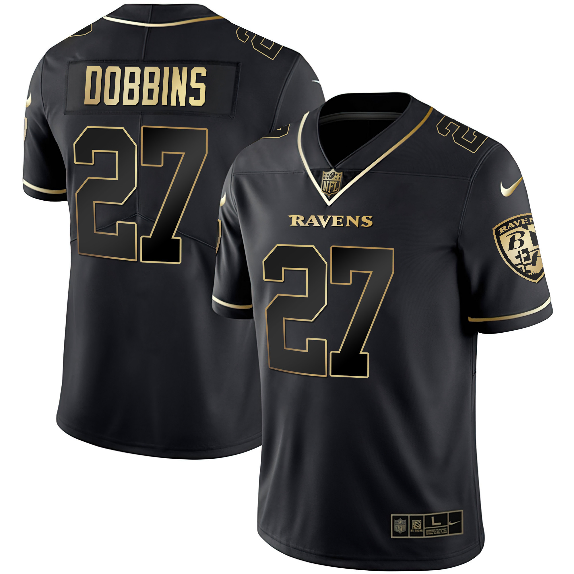 J.K. Dobbins Men's Baltimore Ravens Gold Vapor Black Gold Jersey - All Stitched
