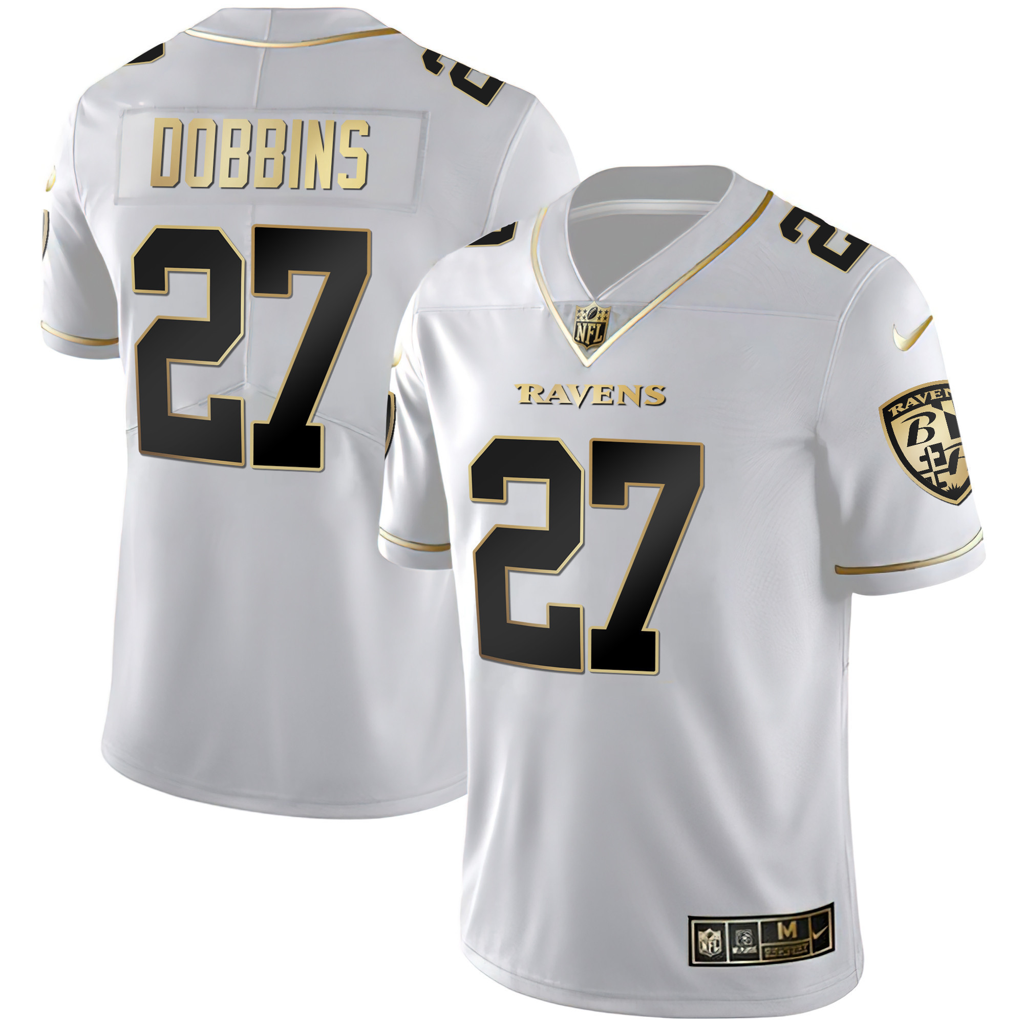 J.K. Dobbins Men's Baltimore Ravens Gold Vapor White Gold Jersey - All Stitched