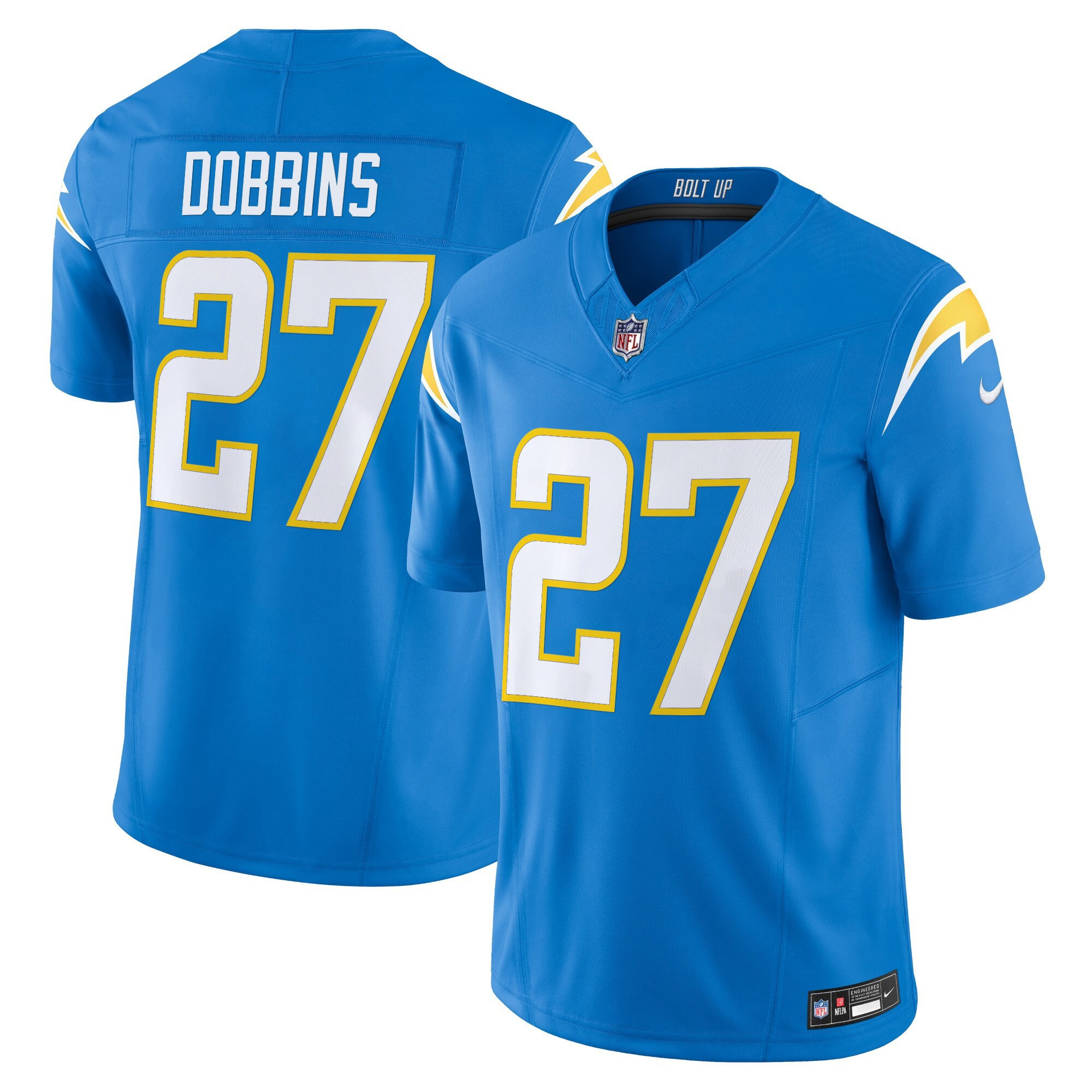 J.K. Dobbins Men's Los Angeles Chargers 2024 Vapor Limited Powder Blue Jersey - All Stitched