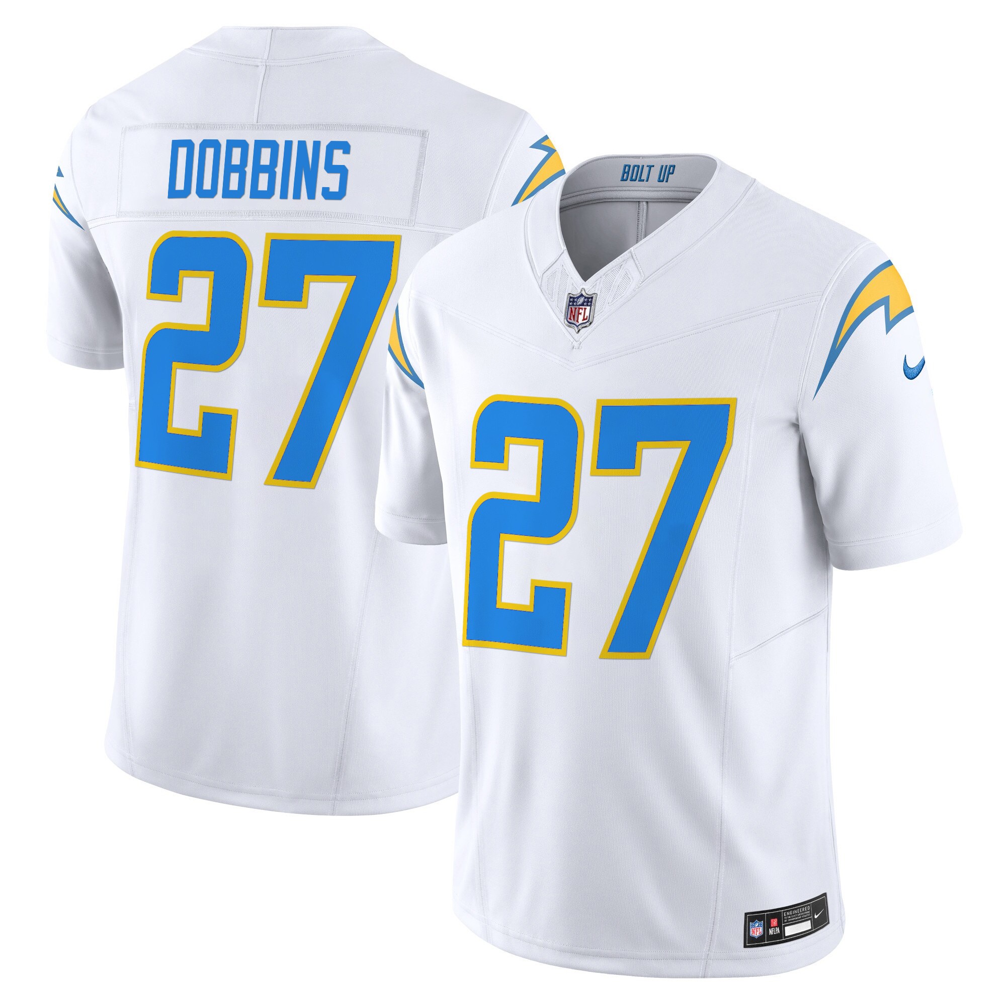 J.K. Dobbins Men's Los Angeles Chargers 2024 Vapor Limited White Jersey - All Stitched