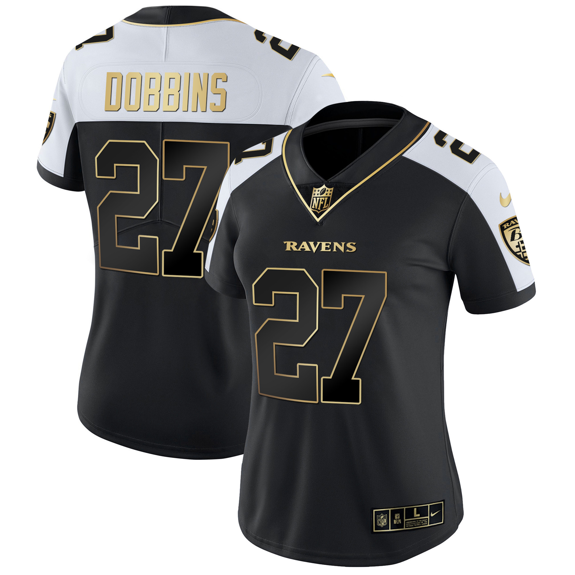 J.K. Dobbins Women's Baltimore Ravens Gold Vapor Alternate Jersey - All Stitched