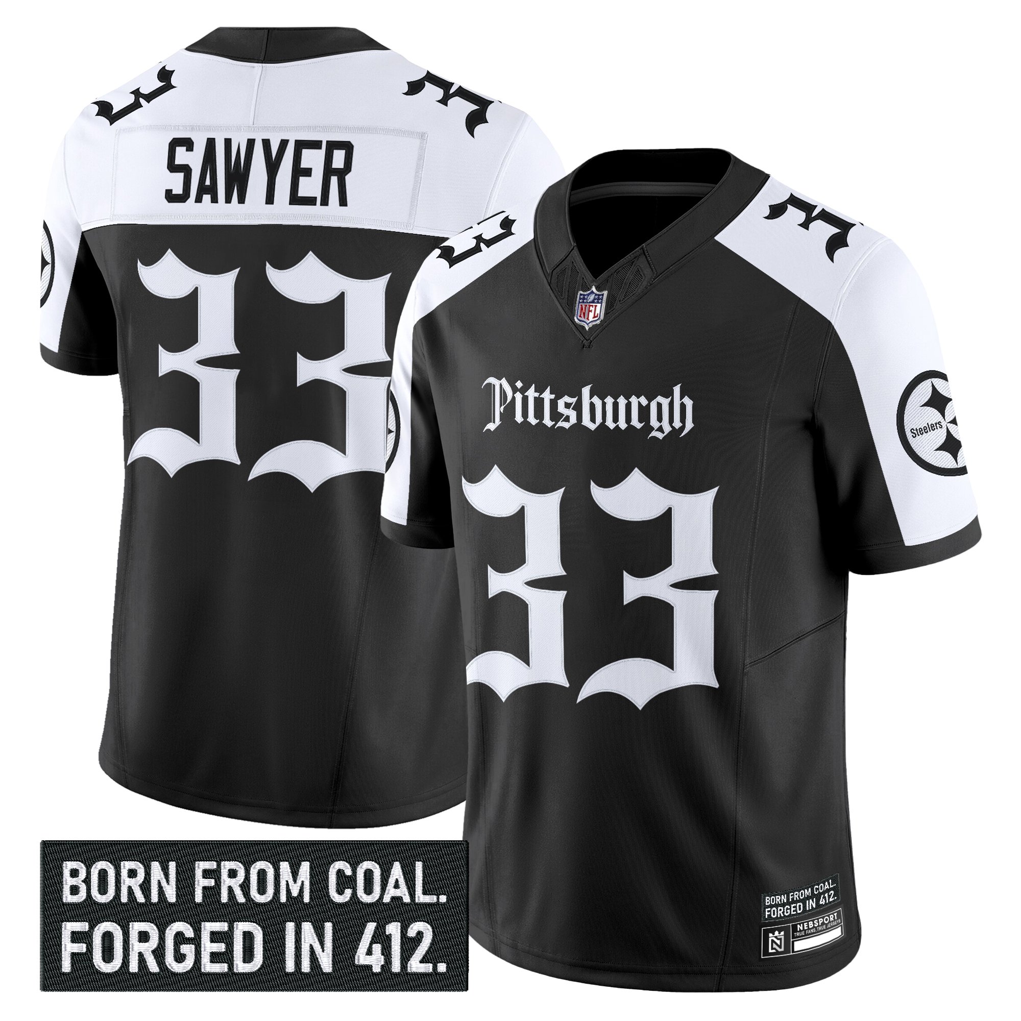 Jack Sawyer Men's Pittsburgh Steelers 'Gothic Steel City Edition' Vapor Limited Alternate Jersey - All Stitched