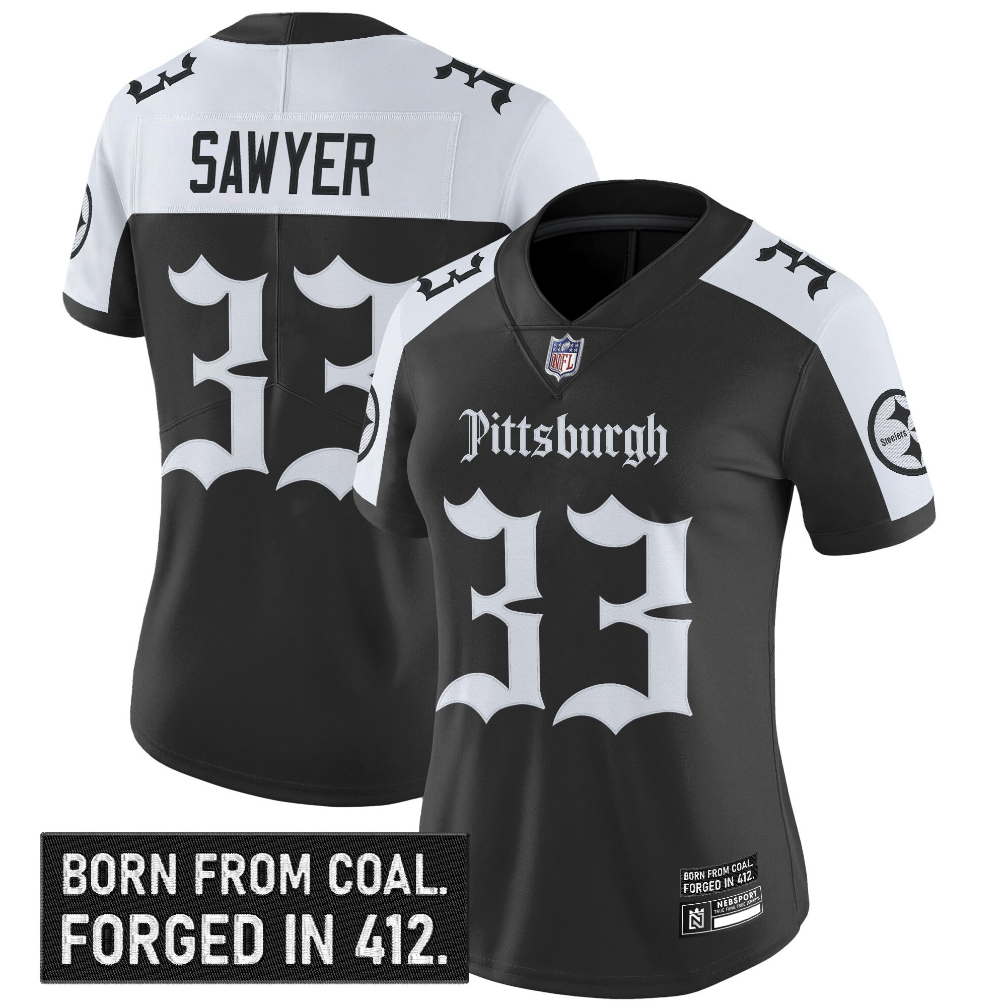 Jack Sawyer Women's Pittsburgh Steelers 'Gothic Steel City Edition' Vapor Limited Alternate Jersey - All Stitched